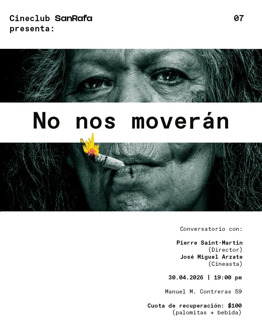 Este Jueves 30 de abril regresa la 7ma edici&oacute;n del Cineclub SanRafa con la pel&iacute;cula ganadora del Ariel como mejor opera prima 2025: No nos mover&aacute;n, dirigida por Pierre Saint Martin, con quien tendremos el gusto de recibirlo para 