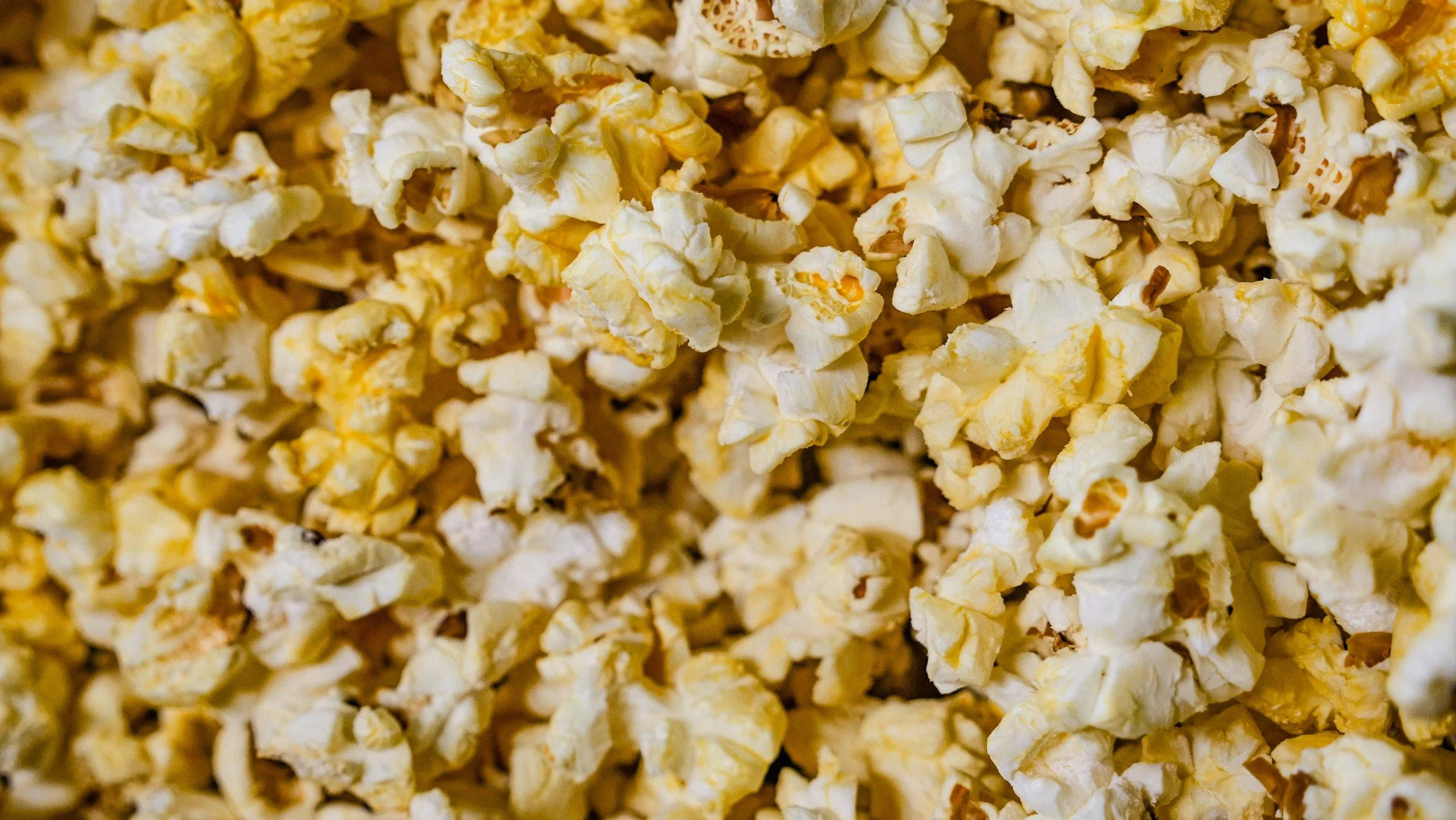 Close-up of freshly popped popcorn.