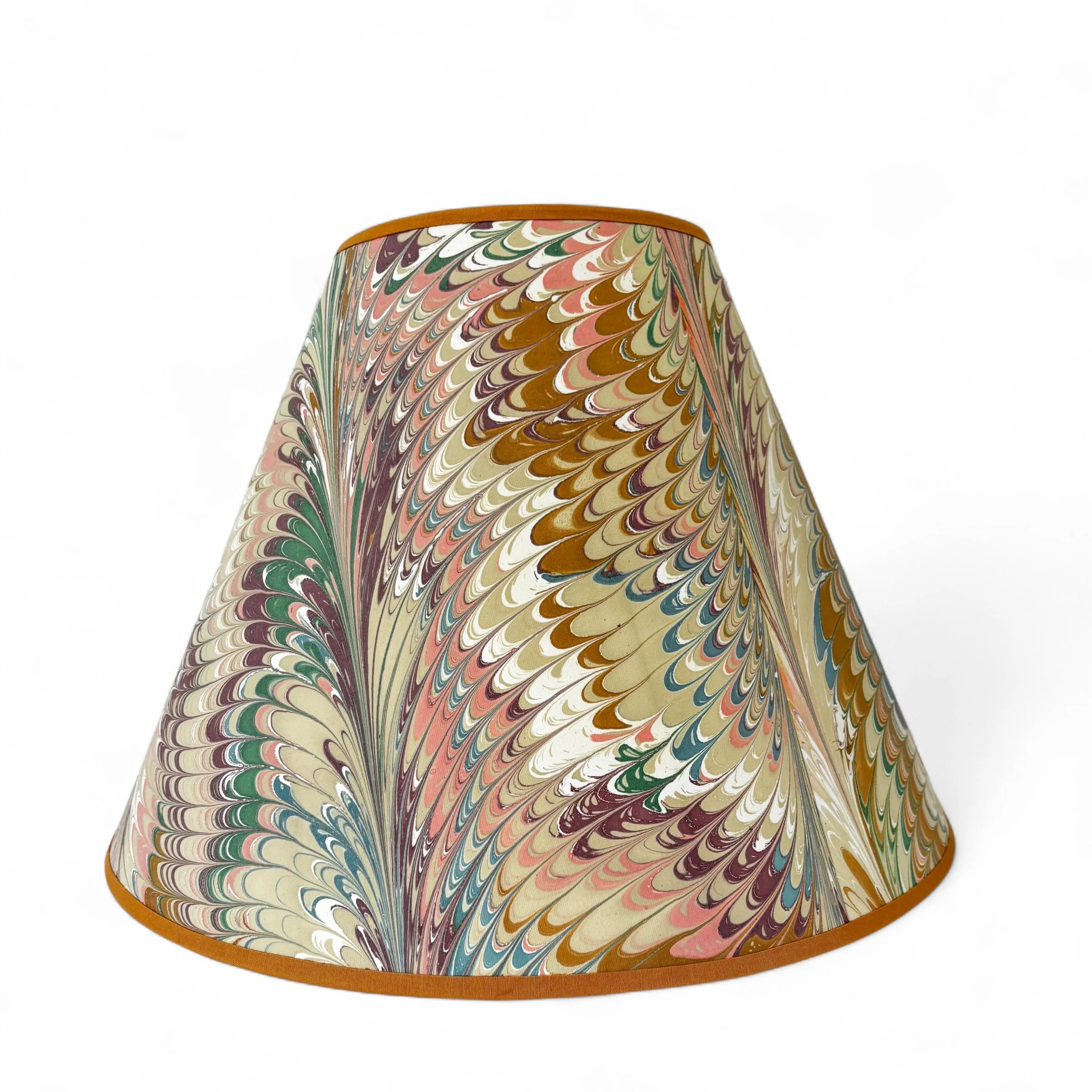 raditional marbled paper lampshade in pink, gold, teal, and plum for grandmillennial, English country, and eclectic home decor.