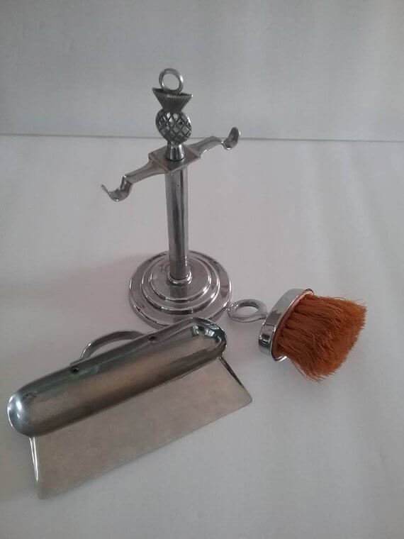 Vintage silver crumb catcher with brush - South Pointe Vintage