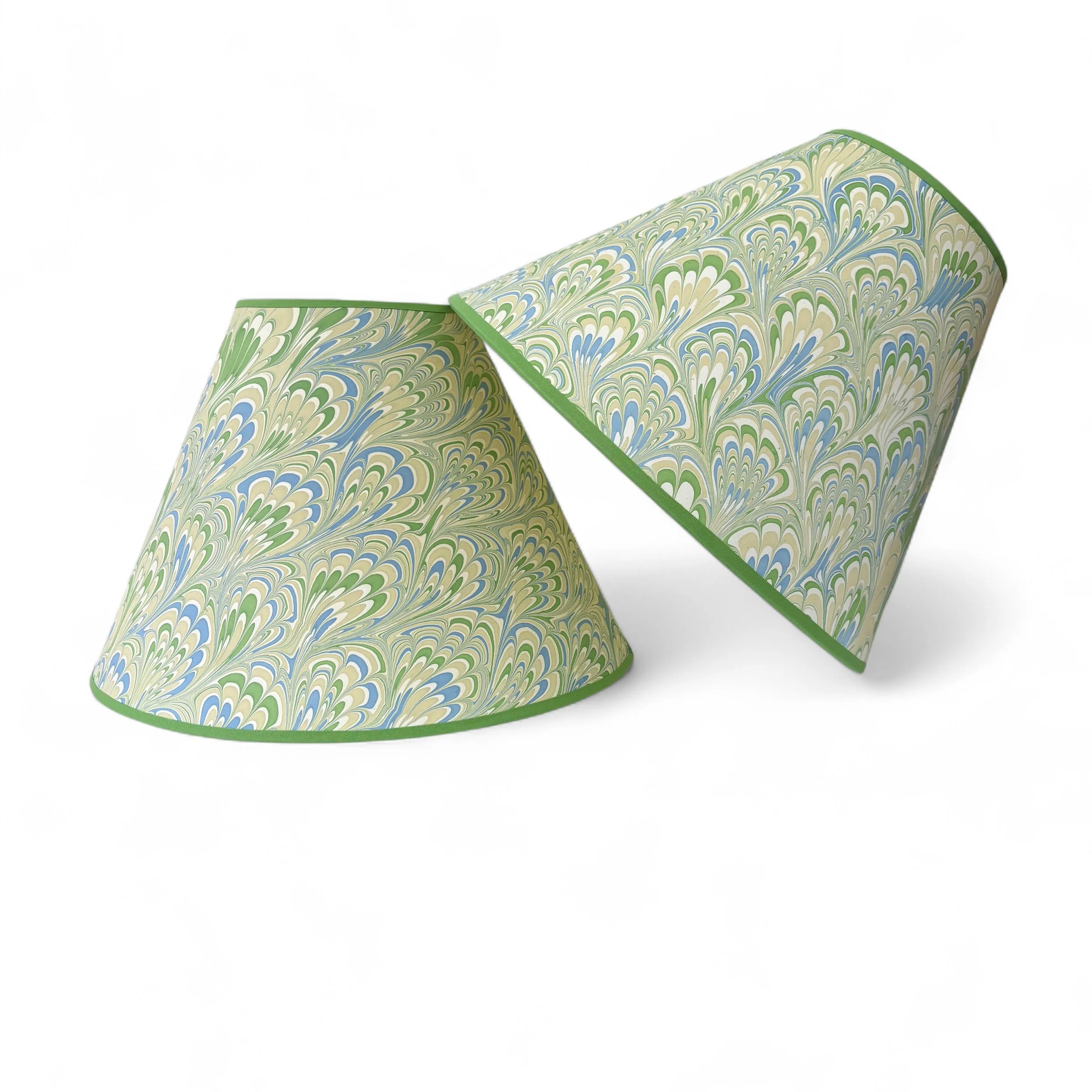 Blue & Green Marbled Lampshade | Handcrafted Artisan Paper Shade