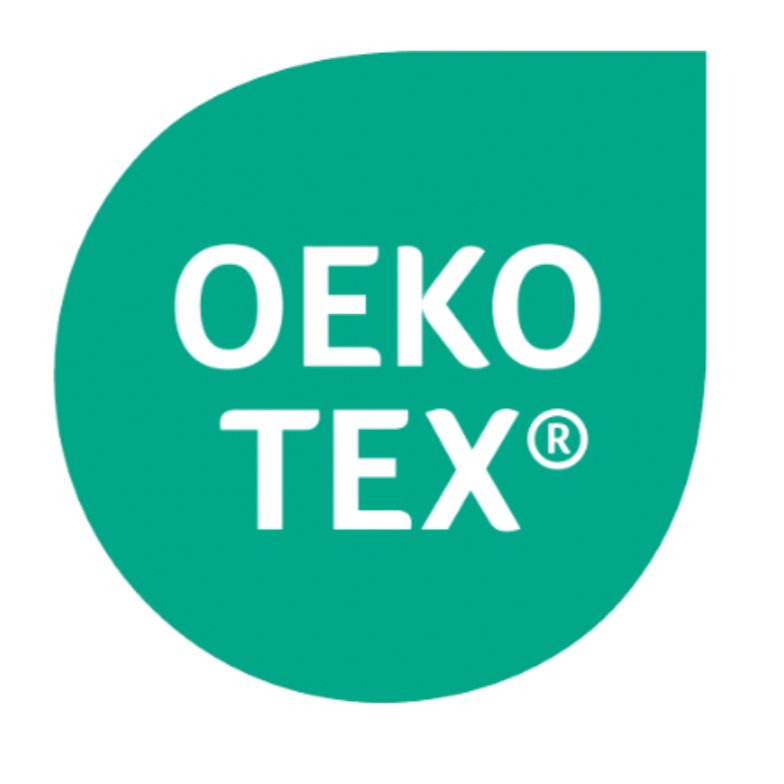 Distintivo de la Certificación Oeko Tex - STD 100 para telas probadas contra sustancias nocivas para el cuerpo y medio ambiente