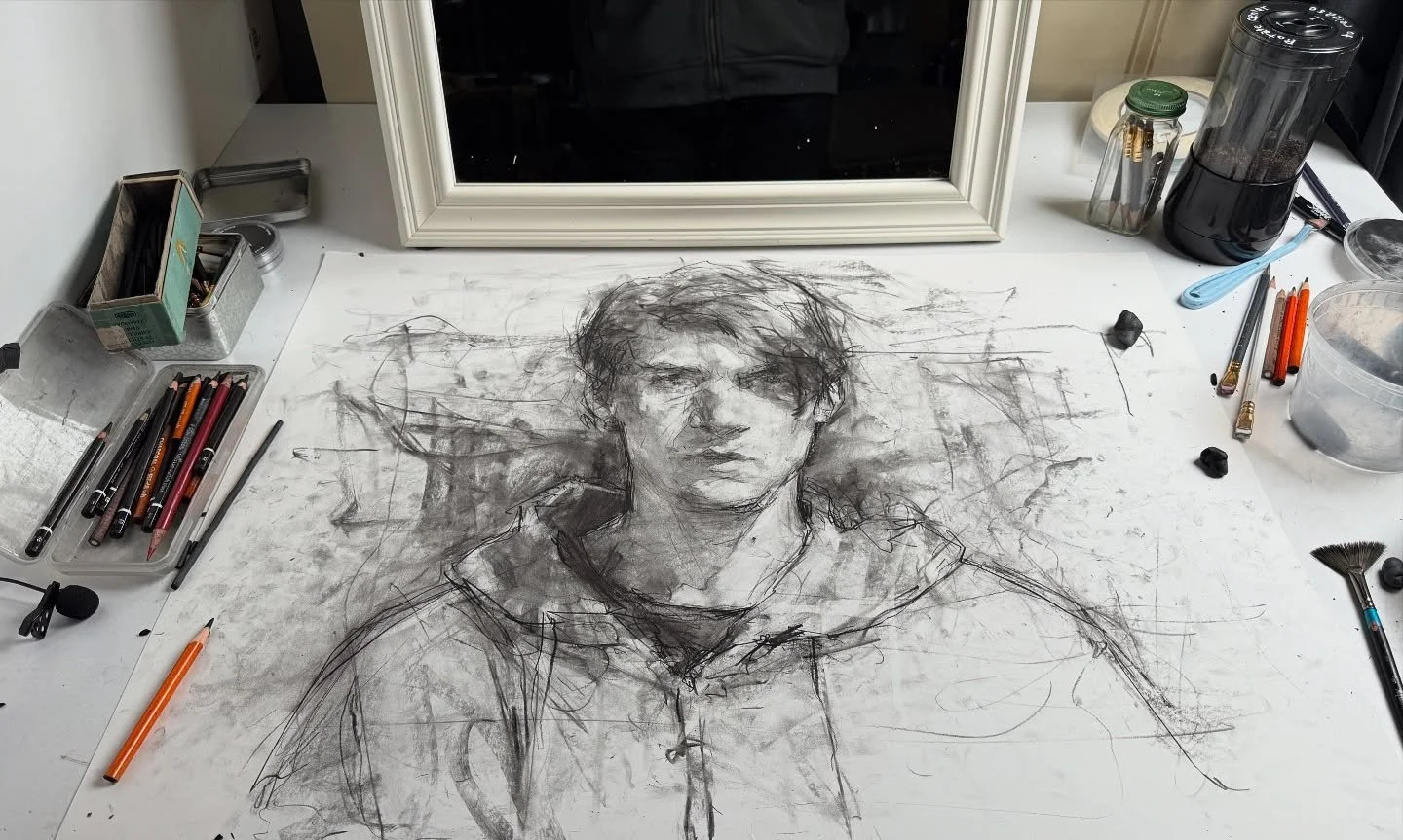 {a portrait from reflection }

[ I have a complicated past with this person : ]

In the mirror is both one&rsquo;s own greatest adversary and closest supporter
The one who trips us up is the same one who catches onto the pattern. 
The source of all r