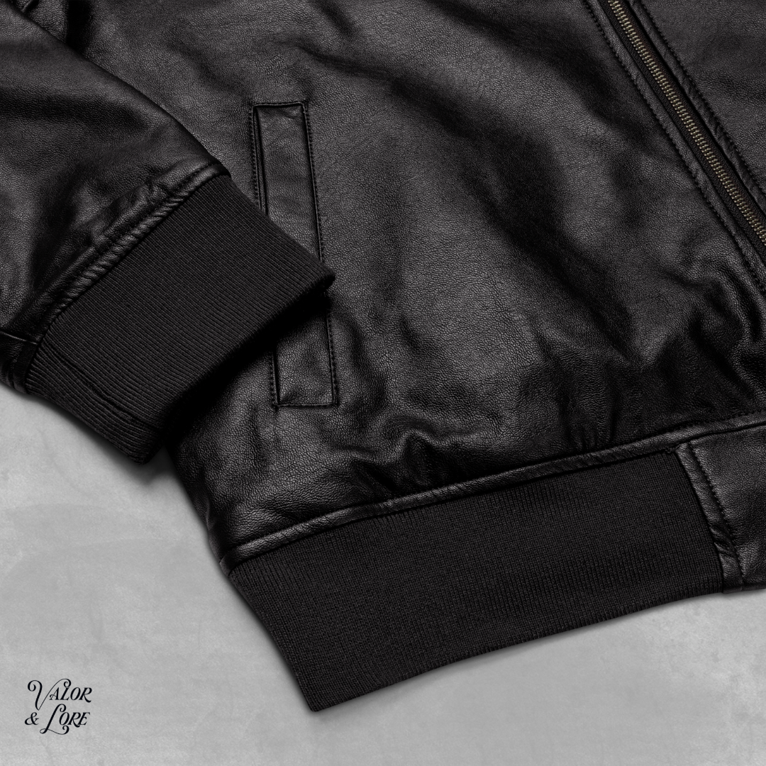 Riorson Wingleader vegan leather jacket - closeup2 - valor & lore.png