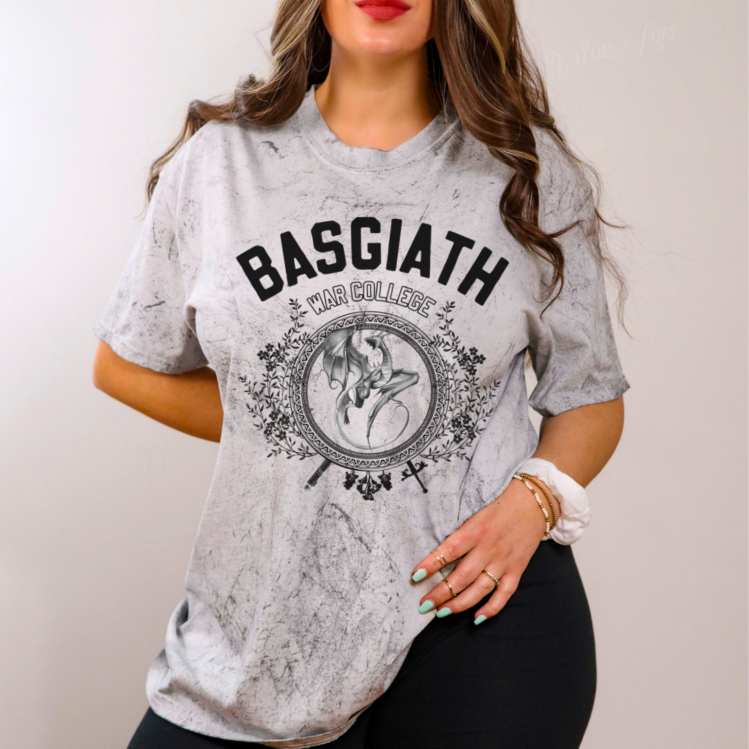 Basgiath War College crest - colorblast tee - Fourth Wing 001 - Valor & Lore.png