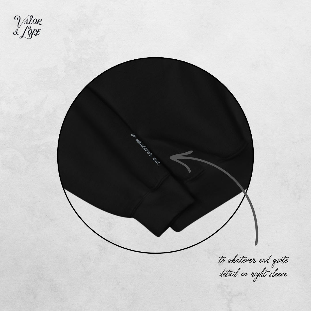Rowan Whitethorn monogram embroidered flatlay - black sleeve - Valor and Lore.png