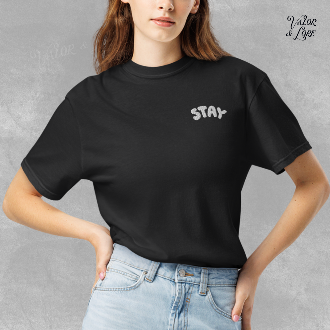 stay city embroidered front- black tee - valor & lore.png