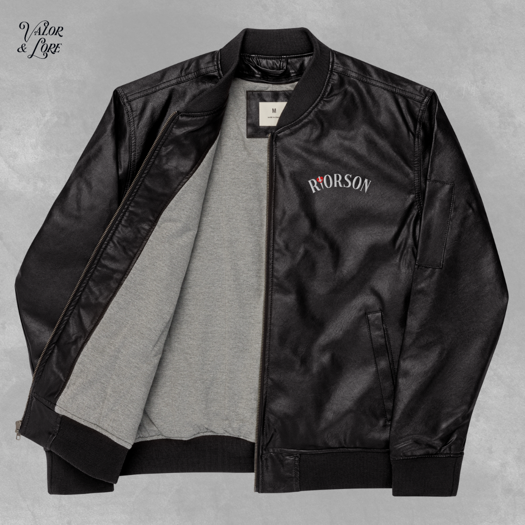 Riorson Wingleader vegan leather jacket - front - valor & lore.png