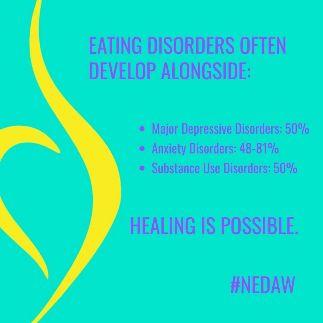 Did you know that eating disorders almost always occur alongside other mental health disorders? People struggling with an eating disorder are often going through so much more than it seems on the outside. Understanding the full picture can help reduc