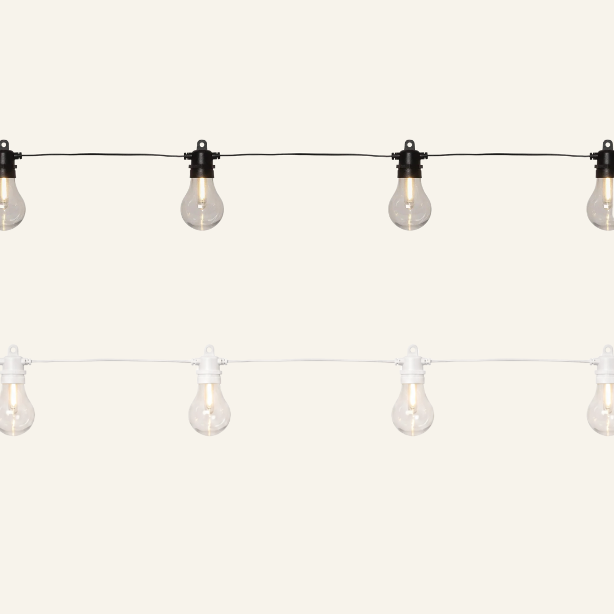 Black and white festoon lighting