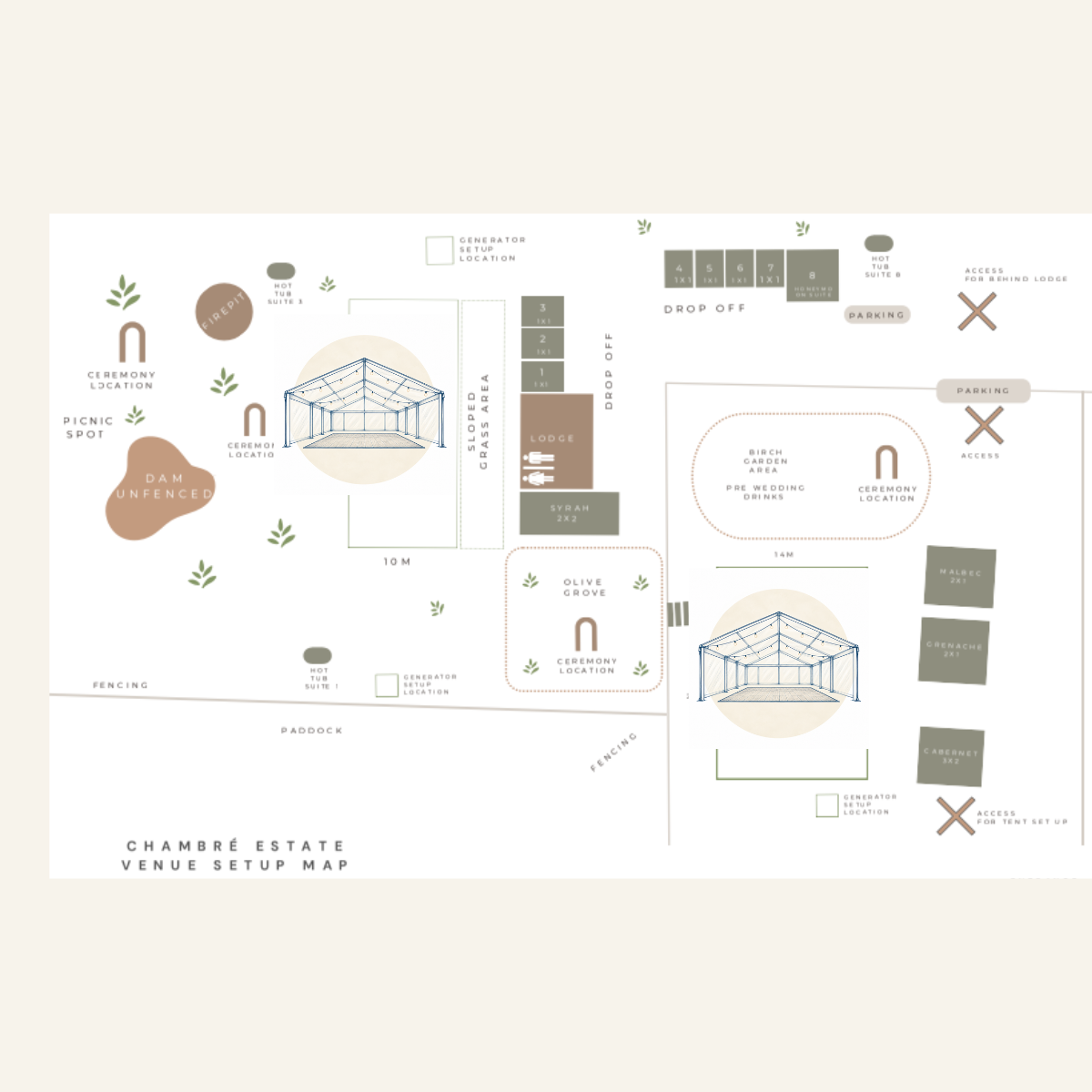 Chambré Estate marquee locations