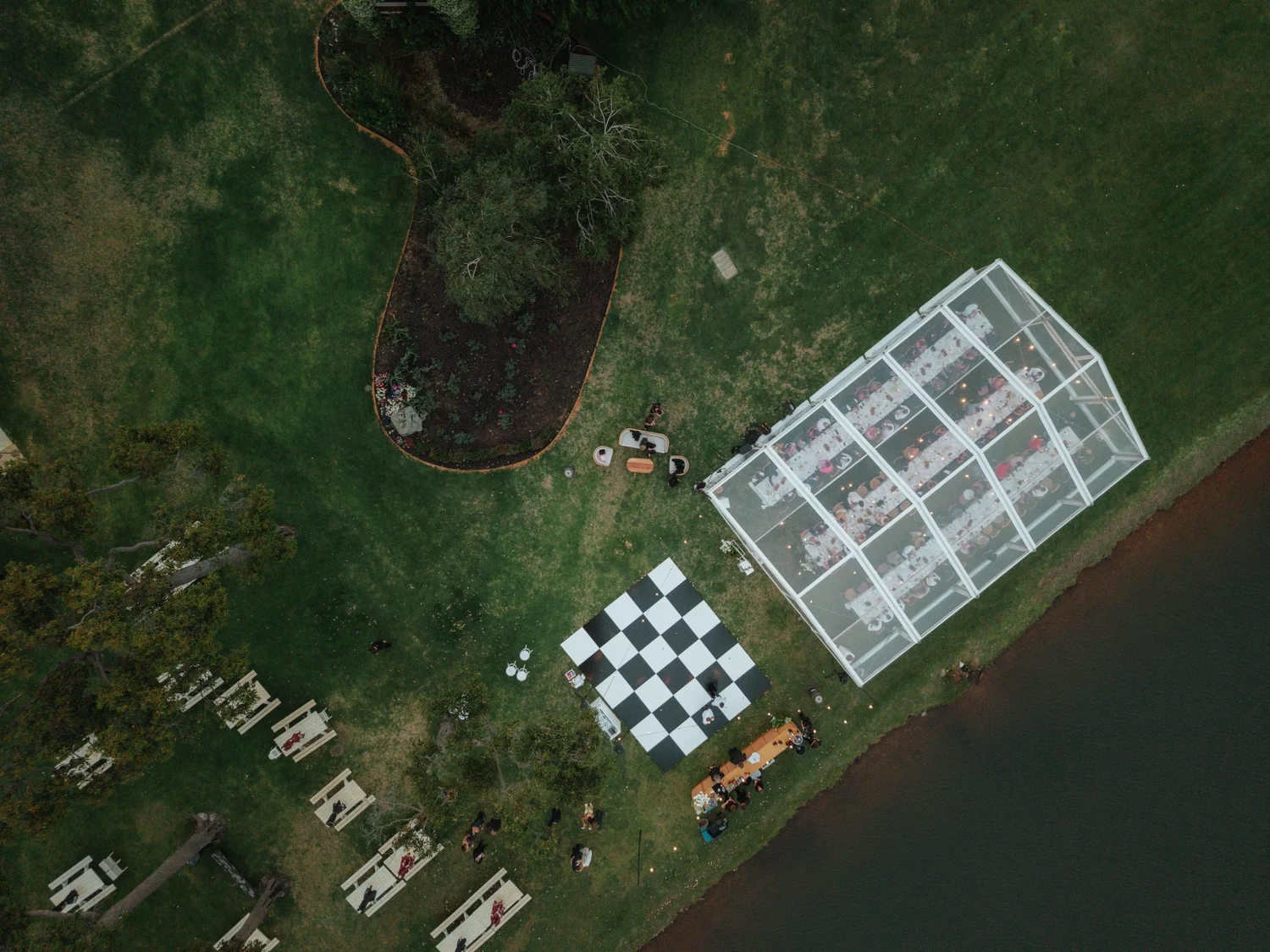 Clear marquee aerial view