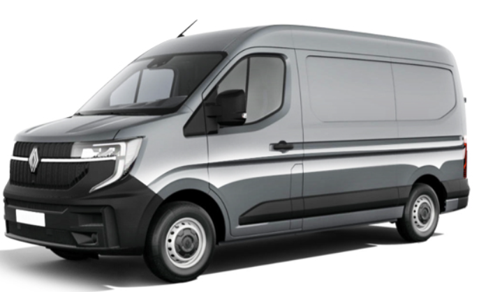 Véhicule utilitaire gris et noir, van de livraison sans fenêtres latérales