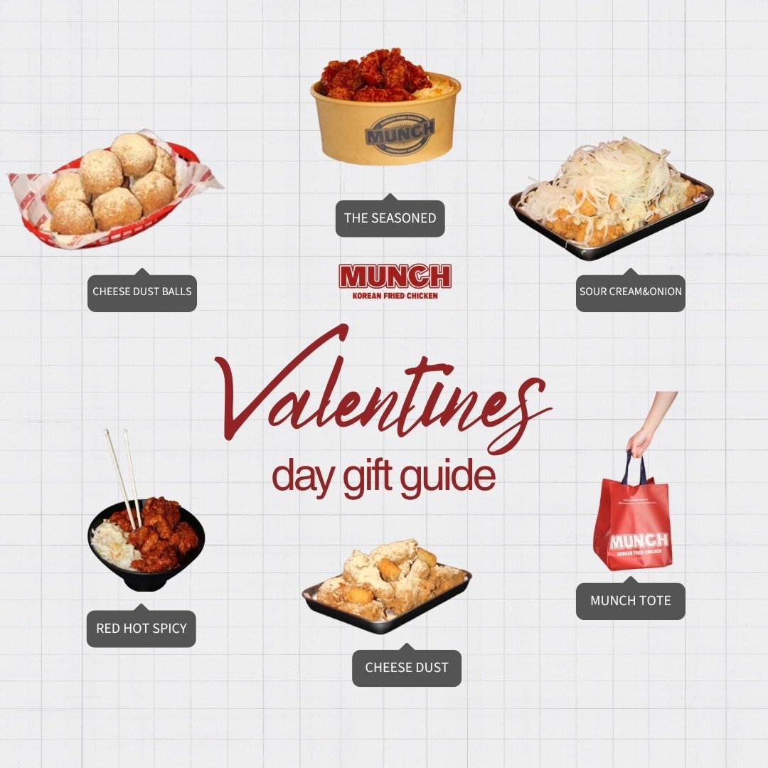 MUNCH VALENTINE&rsquo;S DAY GIFT GUIDE❤️

Come on in to Munch Takanini or Henderson to spread the love on this lovely day 💕☀️

11AM-9:30PM EVERYDAY 🔥

#giftguide #valentinesday #valentinesgift #munchchicken
