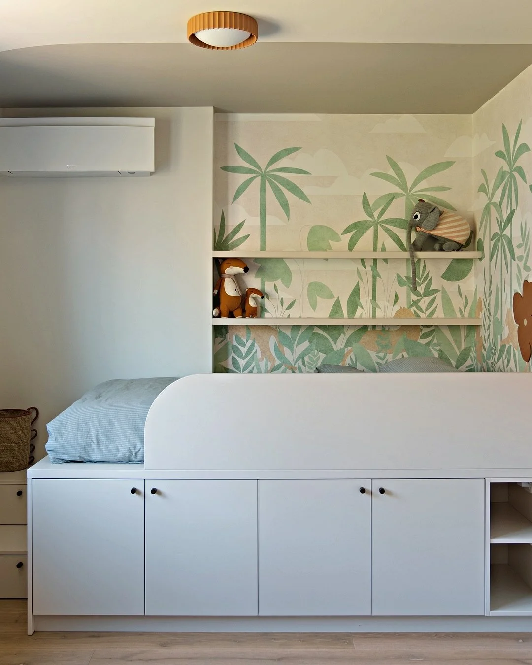 A room that grows with her.

Our young client had outgrown her space, not just in size, but in how it was working for her. 
The room had no real structure, no place for anything, and nowhere to simply be.

We approached it as two distinct zones: one 