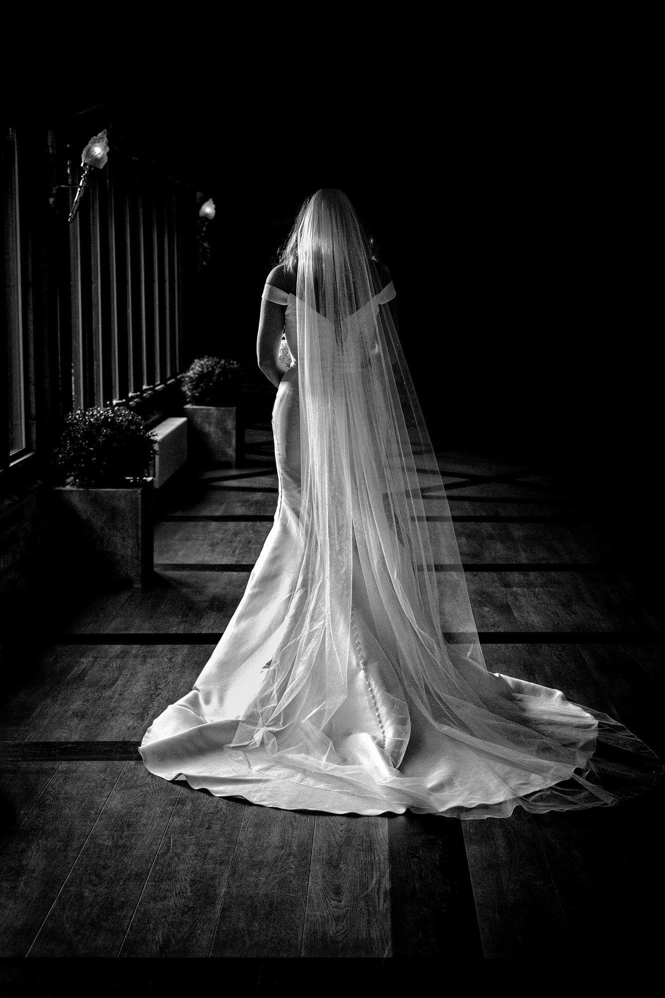 low light black and white wedding photography