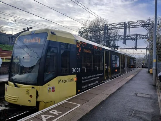 Manchester Tram 3003 Carries a New Advert for the BRIT Awards