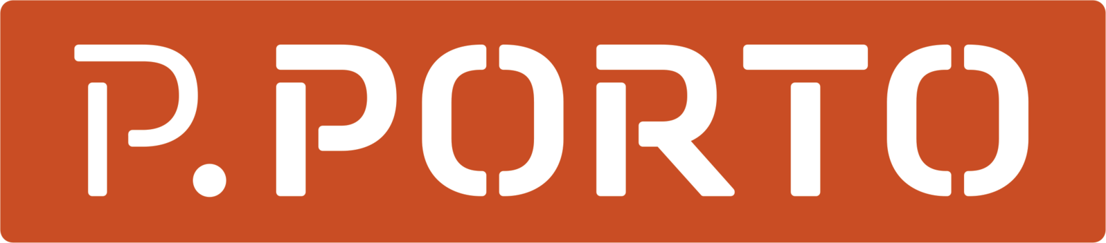 Logotipo com o texto 'P.Porto' em branco sobre fundo laranja.