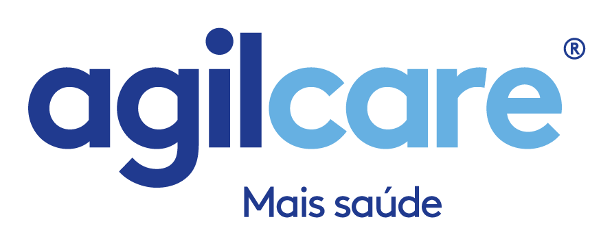 Logotipo da Agilcare com o texto "Mais saúde" embaixo.