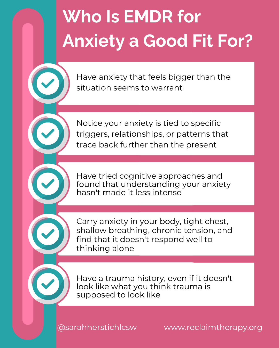 infographic listing who is a good fit for EMDR therapy for anxiety including trauma history and nervous system dysregulation