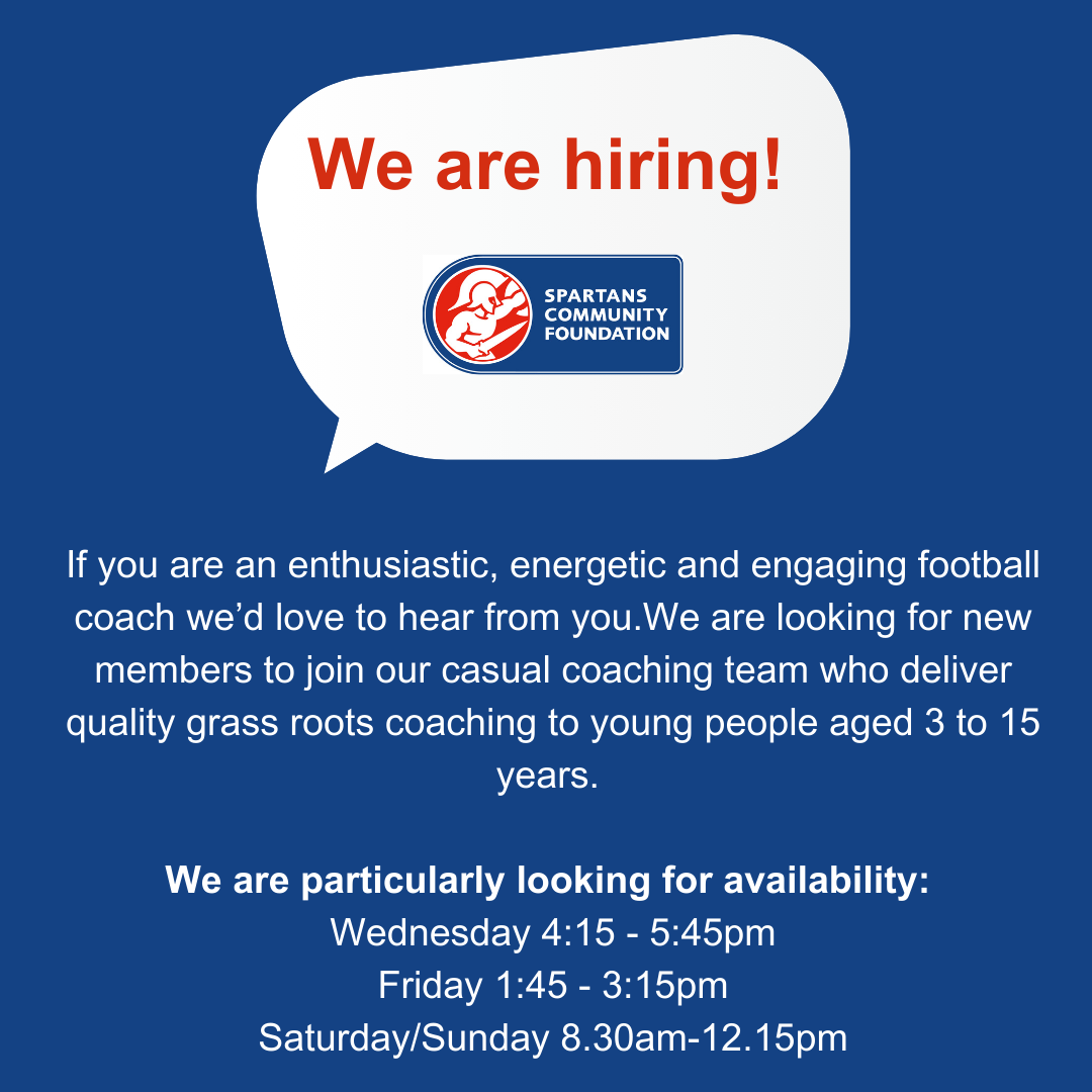 We are hiring - Community Football Coaches (sessional)