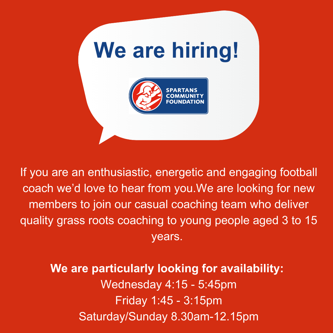 Jan 2025 We are hiring - Community Football Coaches (sessional) 