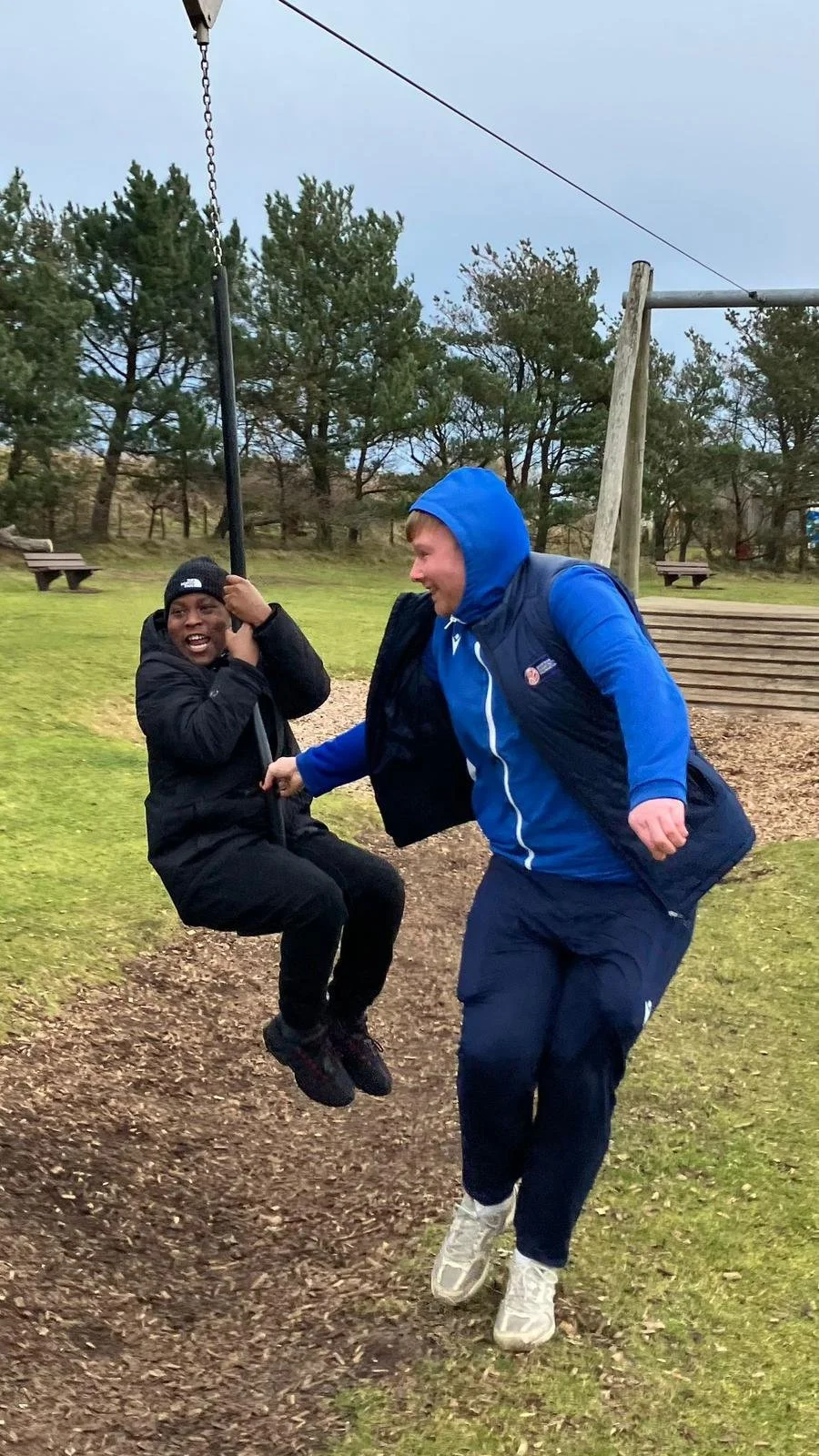 Kids playing in an outdoor playground