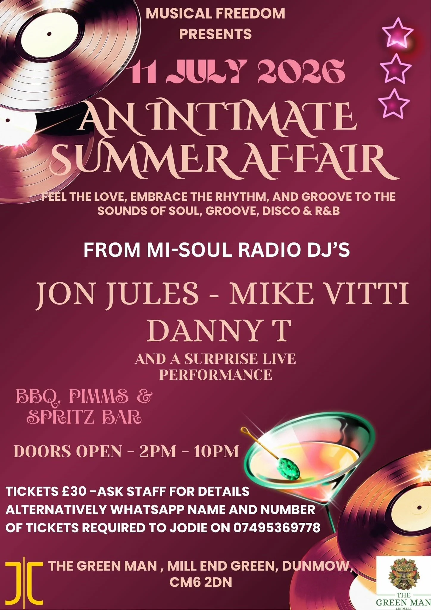 An Intermate Summer Affair
Ticket entry only