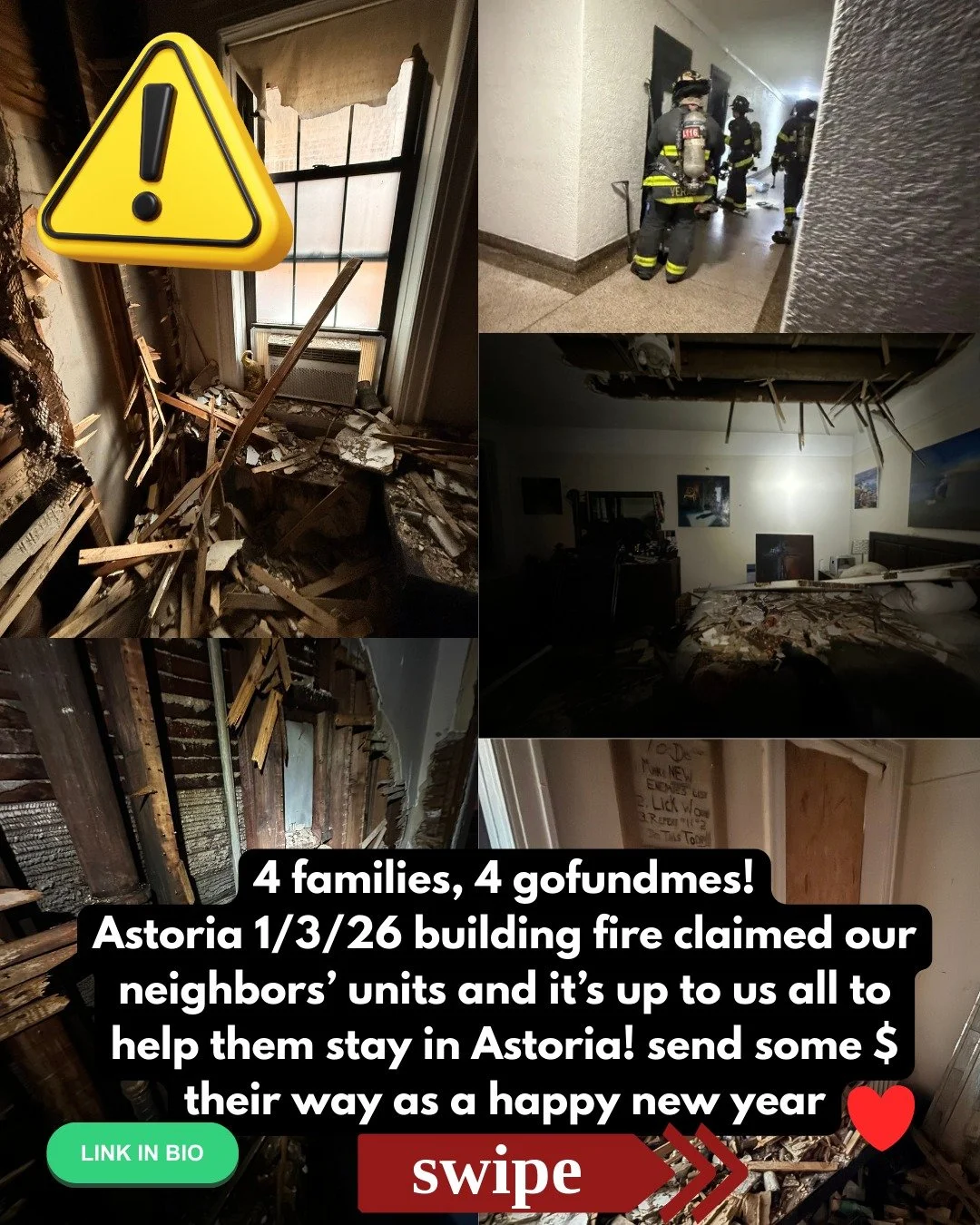 Hey Astoria, this week's apartment fire off 31st Street displaced several families from their homes. Everyone's okay and we're so proud of our neighbors' positivity and support of each other in the midst of such trauma. 

While some advocate for reho