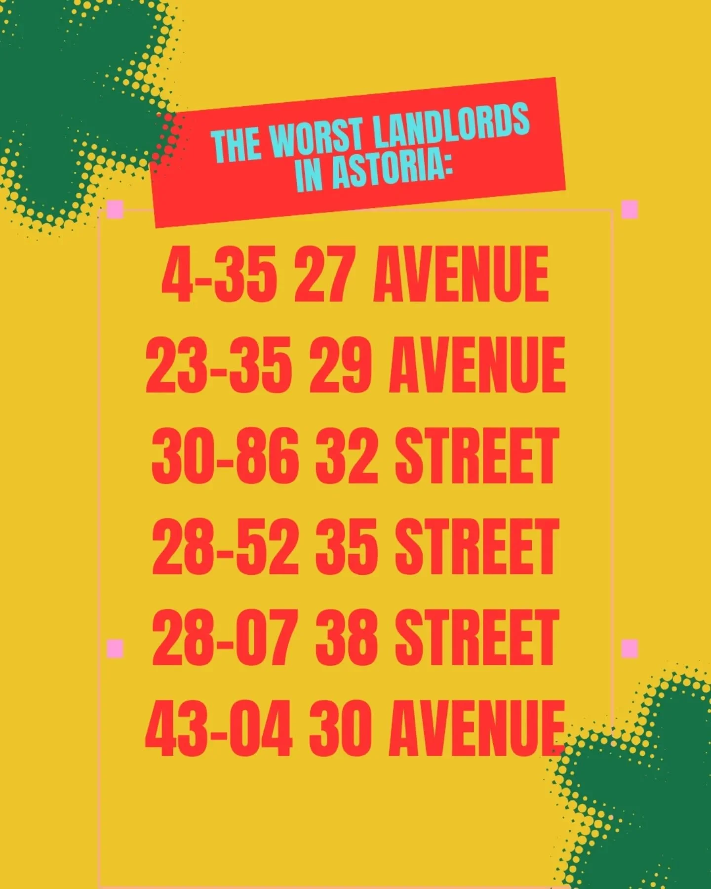 the DOGSSS of #Astoria ... Look 👀 at the numbers these sadistic vampires rack up. The numbers = violence and displacement perpetrated against our neighbors. If y'all in these buildings please reach out or we can contact you.

Can you imagine these l
