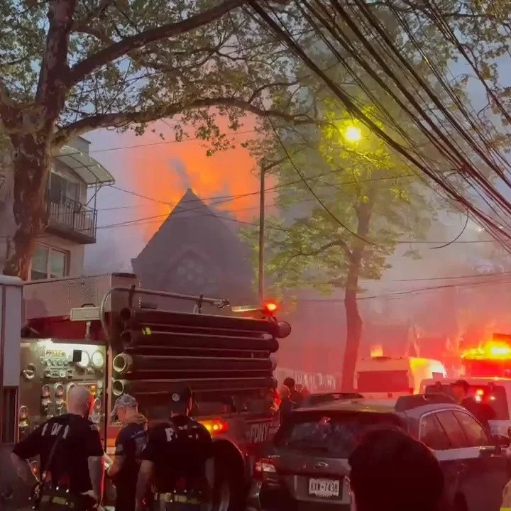 good morning Astoria, as you all know there was a 5-alarm church fire on 12th Street Thursday night. Strong firefighting prevented the fire's spread to neighboring residential properties, but immense water damage nevertheless displaced our neighbors 