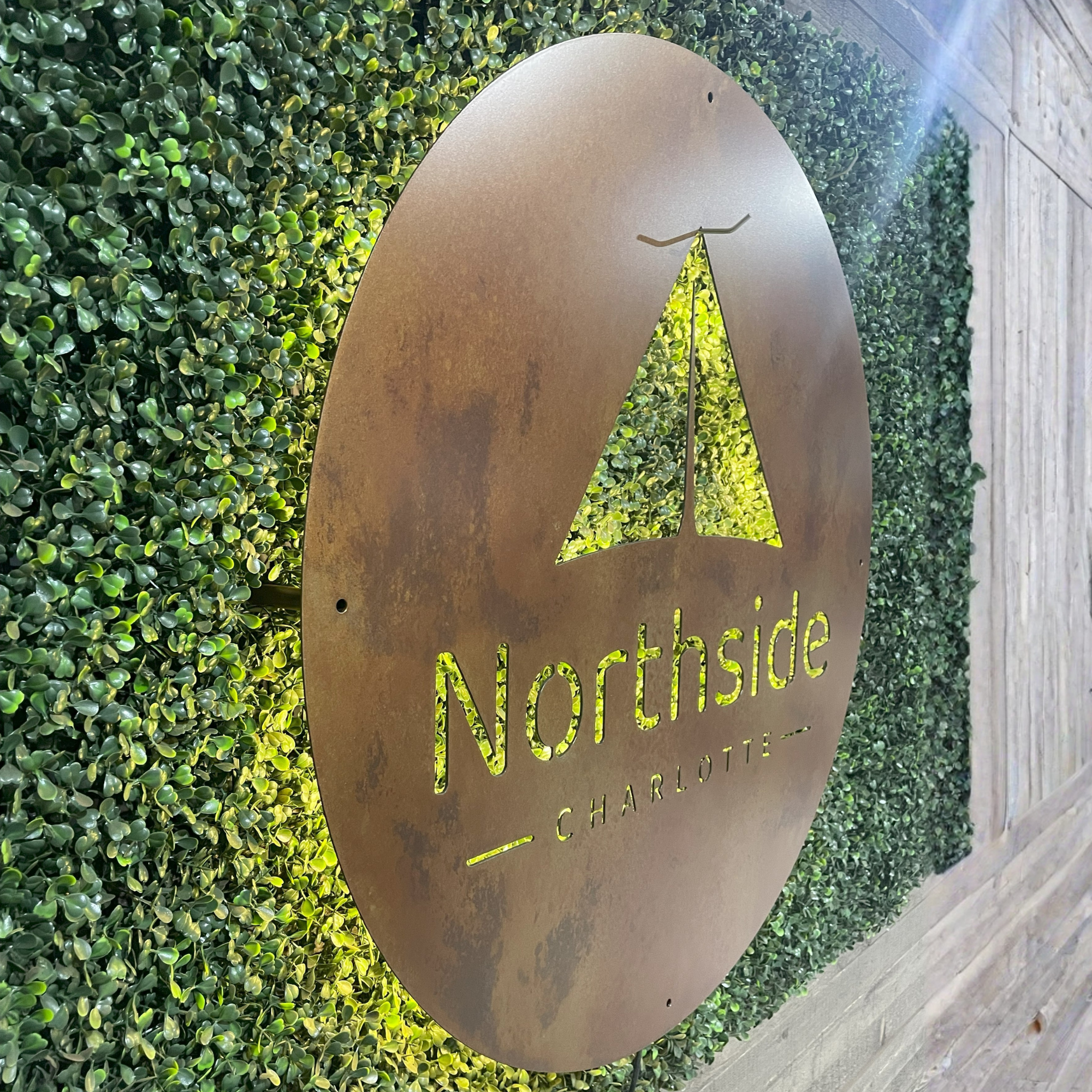 Custom Meetal Patina  Rust Single Layer sign With Standoff for hanging and Lights.png