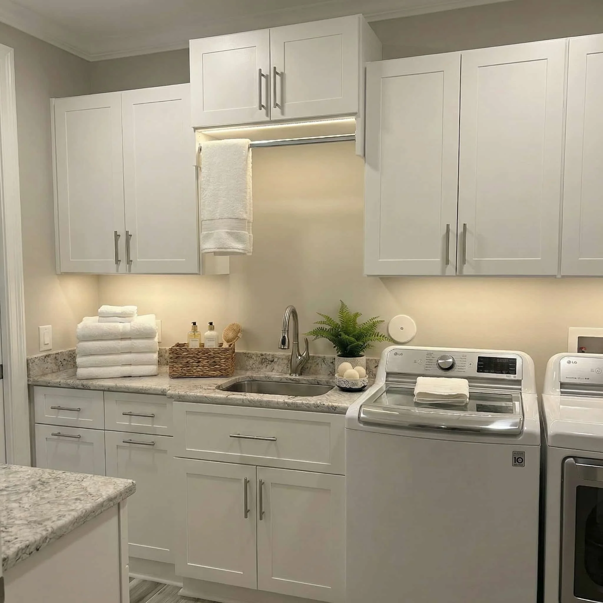 Custom Laundry Room Shelves & Cabinets