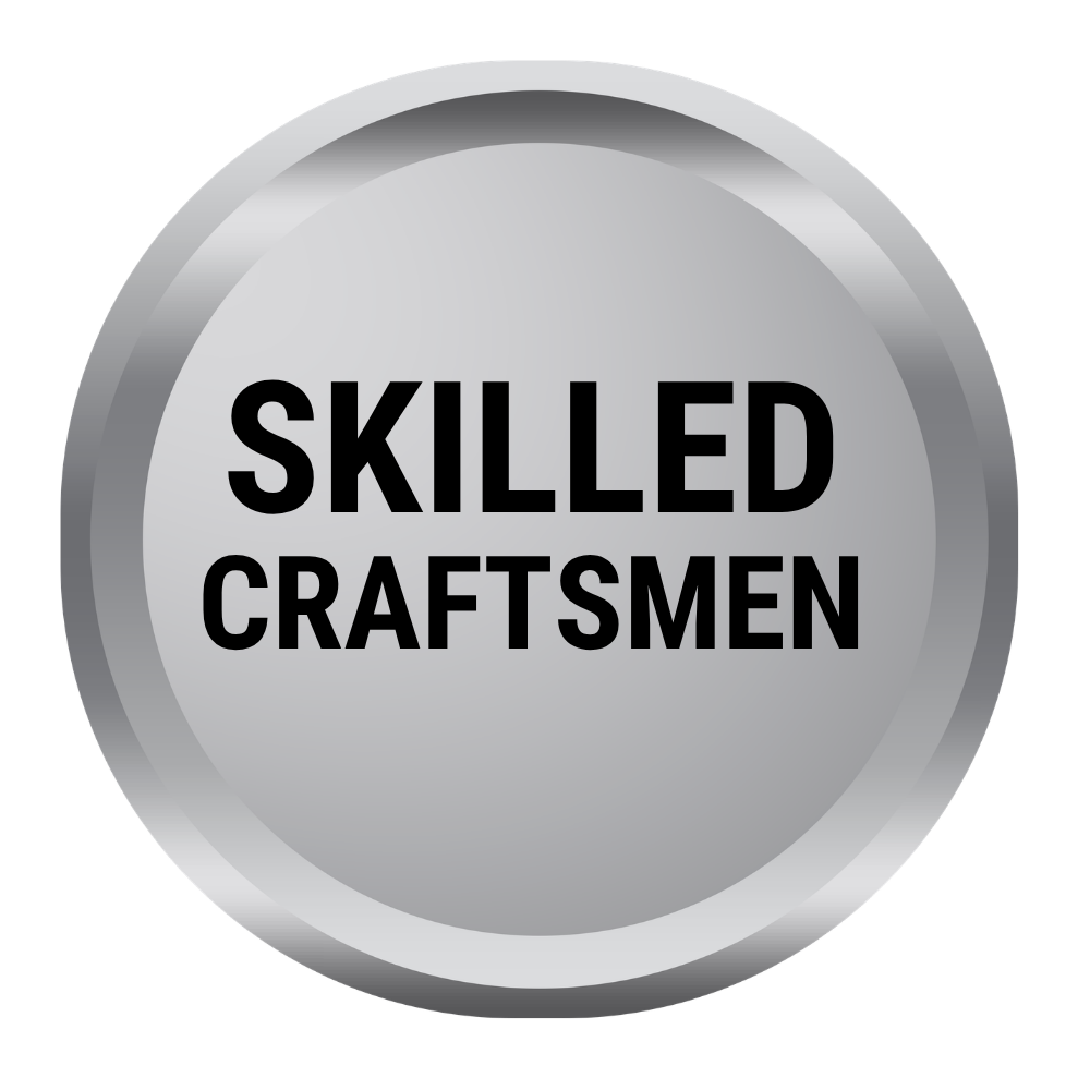 Carolina Custom Closets silver badge with black text that reads "Skilled Craftsmen"
