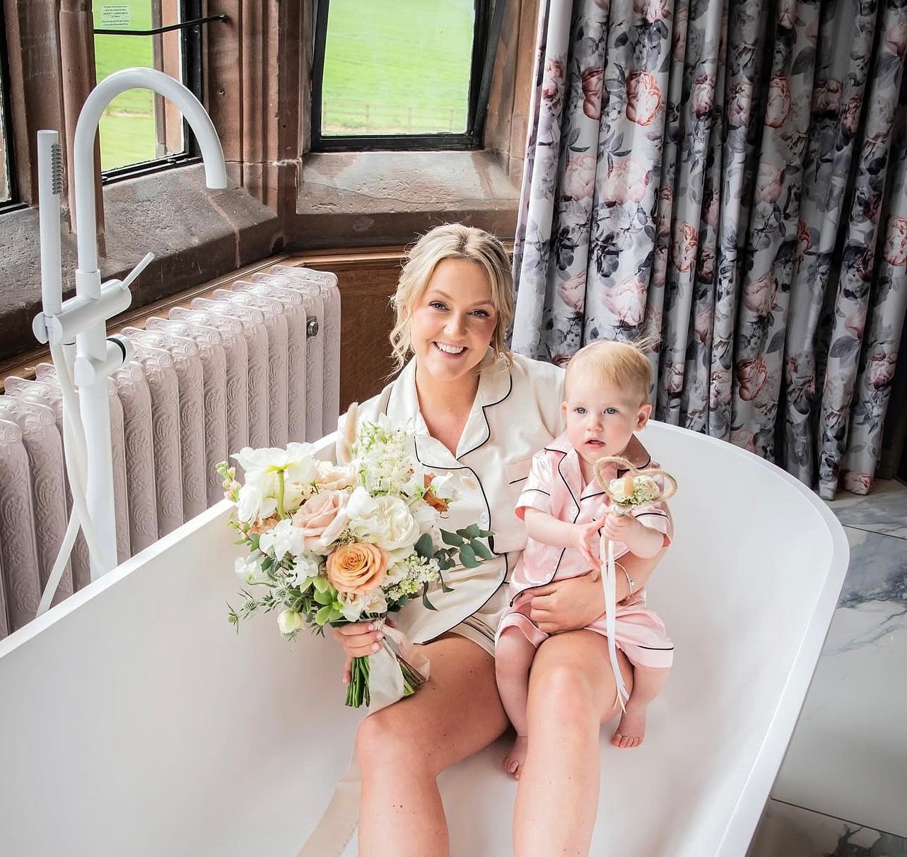The morning of a wedding is filled with so many beautiful moments &mdash; like this one, with Jordan and her daughter Poppy, captured at the Salthouse.

We had the joy of designing the florals for Jordan and Lewis&rsquo;s special day, using soft, ele