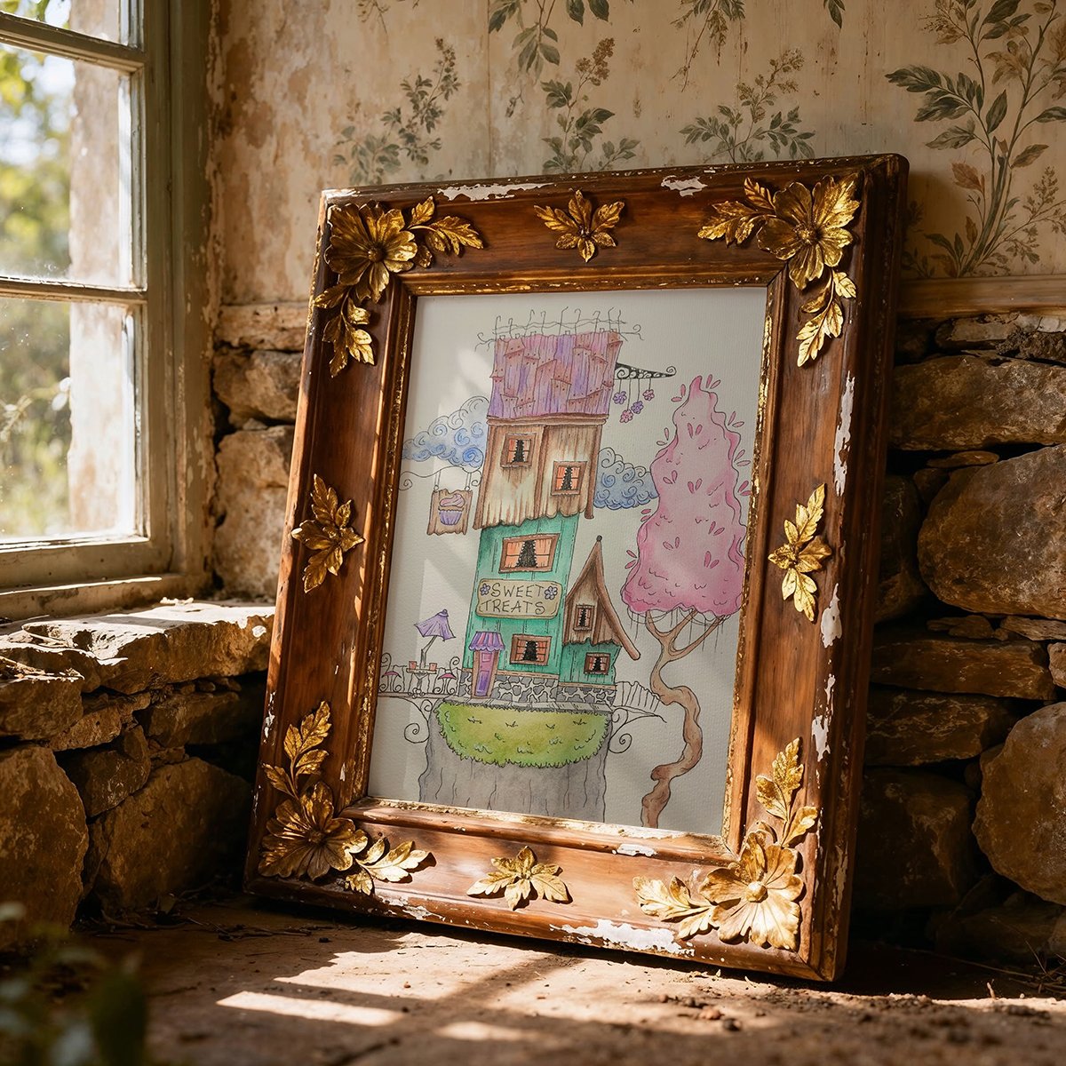 Cupcake Shop: Dark Whimsy Fantasy Art Print | Watercolor Illustration