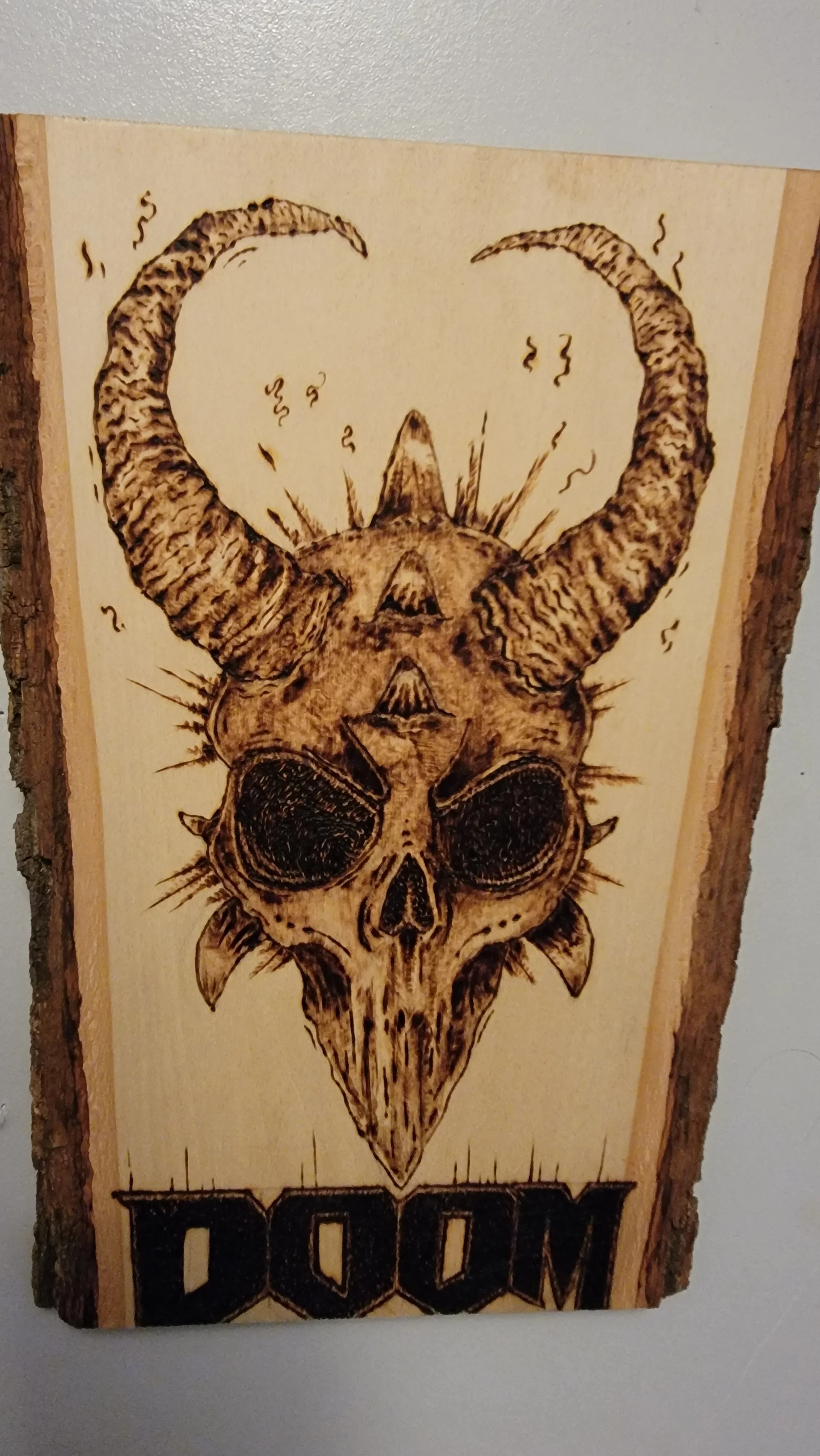 doom skull demon word burned commission