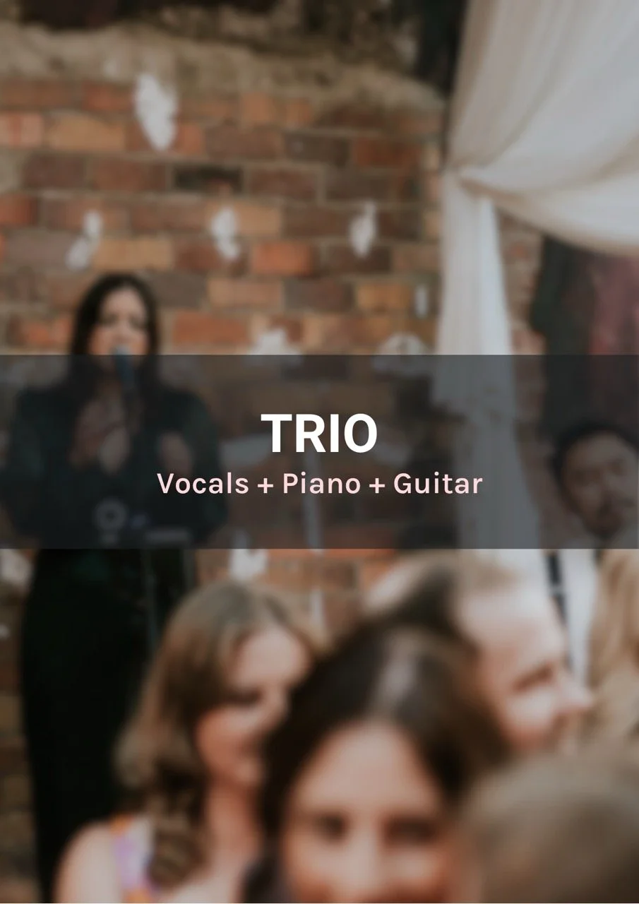 Trio performing vocals, piano and guitar at a Brisbane wedding ceremony