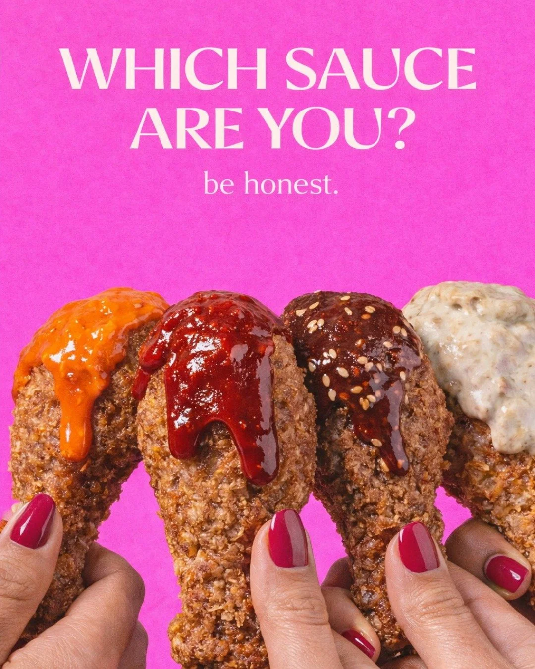 Every sauce at Sidechick has its own personality - just like every friend group 💅 🐥 Which one are you? 👀
🔥 Buffalo
🍯 Korean BBQ
🫡 Soy Ginger
🧄 Garlic Parmesan
Be honest&hellip; we already know.

Tag your sauce.
Or expose your friends.