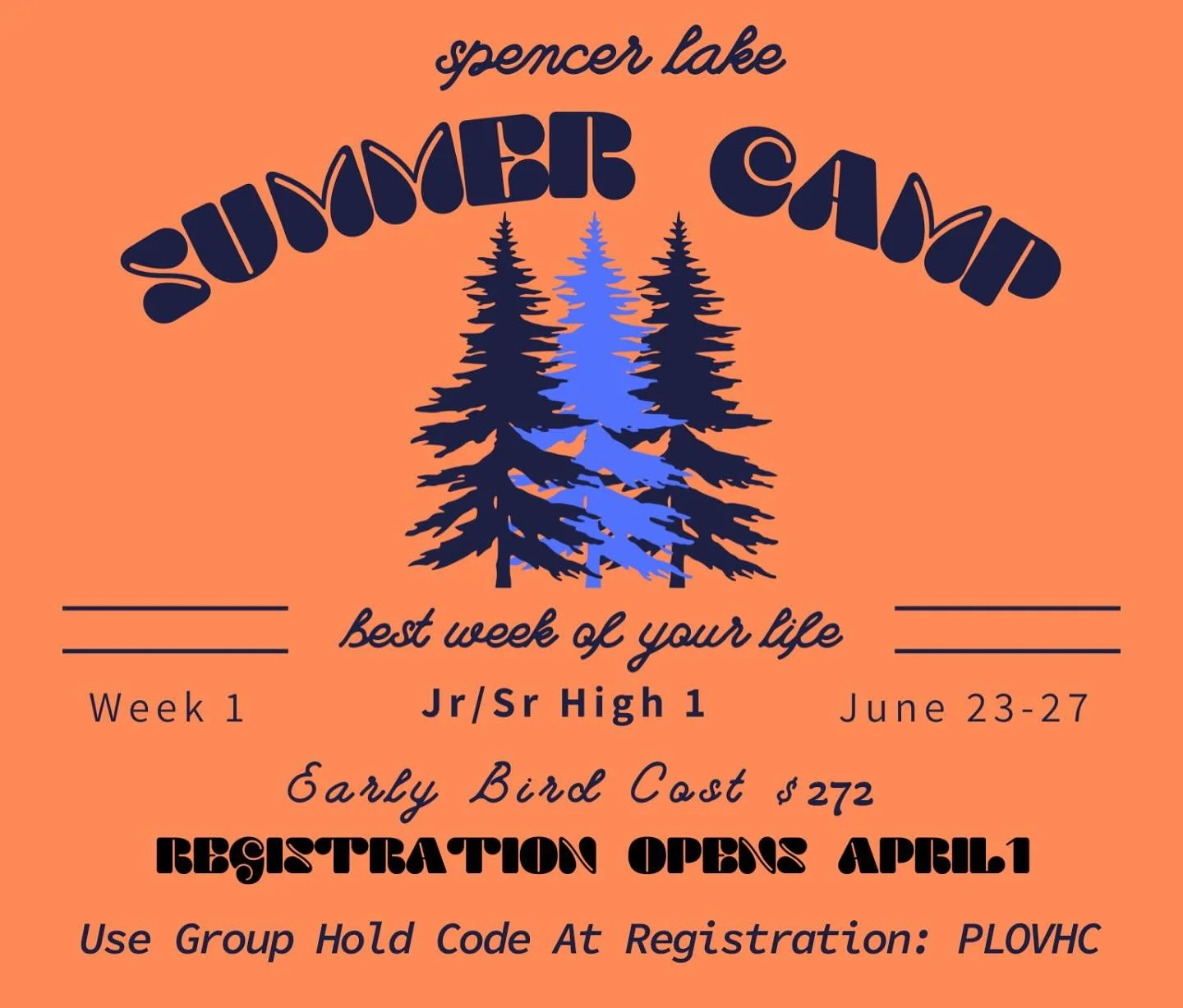Camp Registration Is OPEN! Get Signed up today! Use Group Hold Code: PLOVHC and be sure to select Plover, Highland Church during registration.