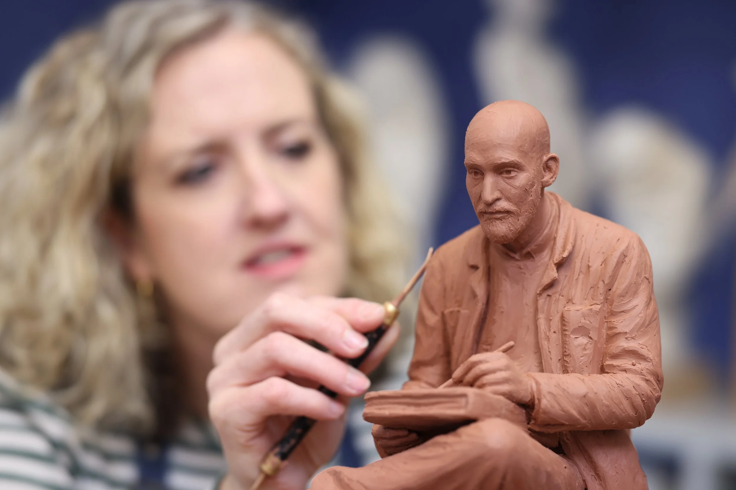 Amelia Rowcroft sculpts quarter-life-size figure in plastilene