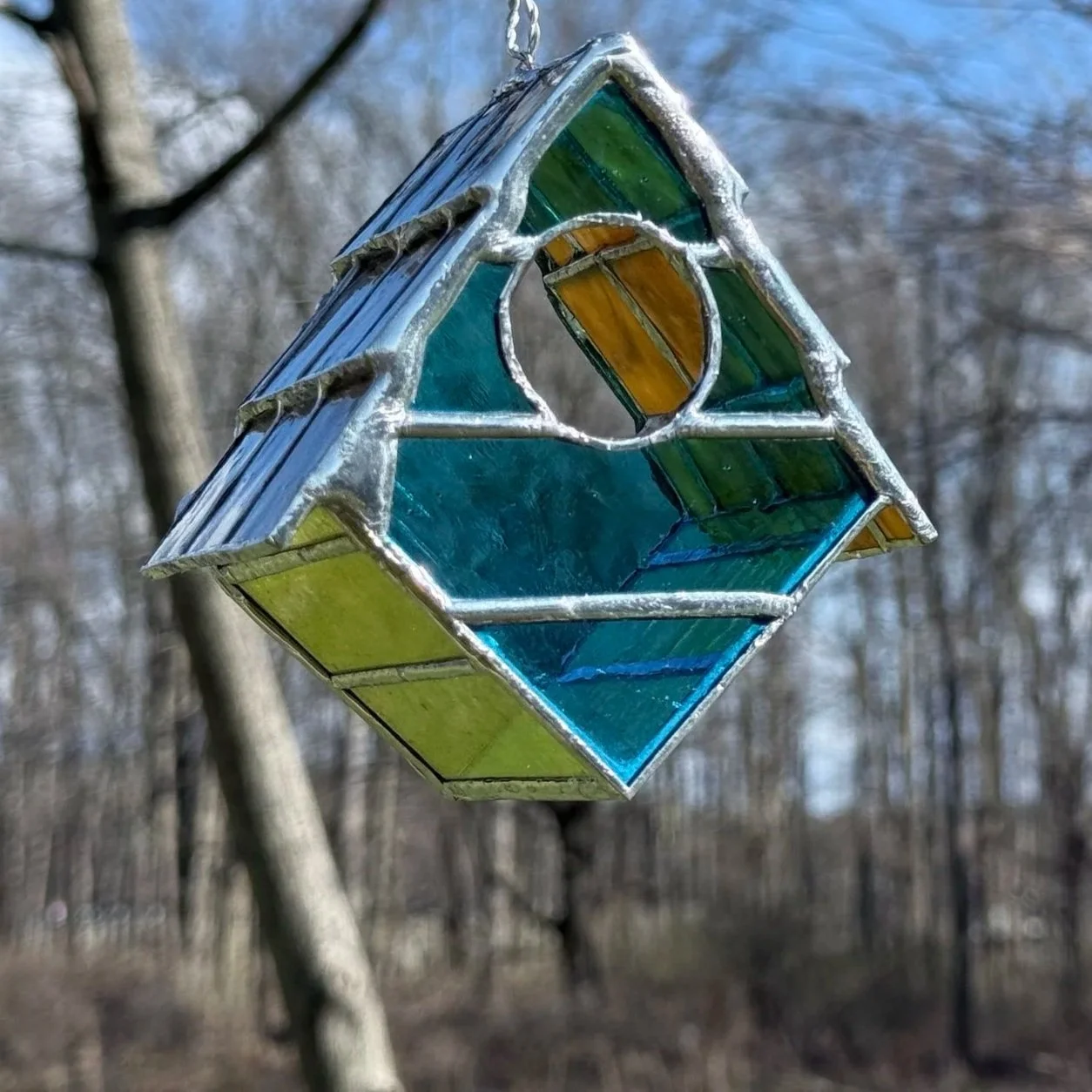 Stained Glass Bird House - Spring Gemini