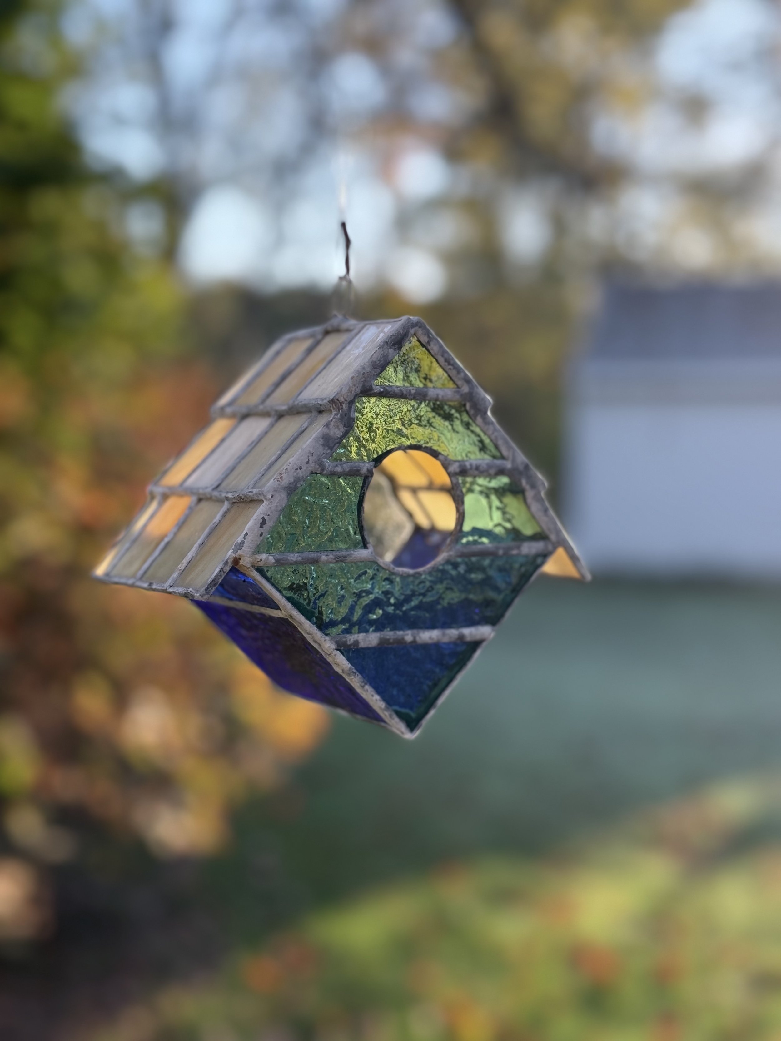 Handmade Stained Glass Bird House