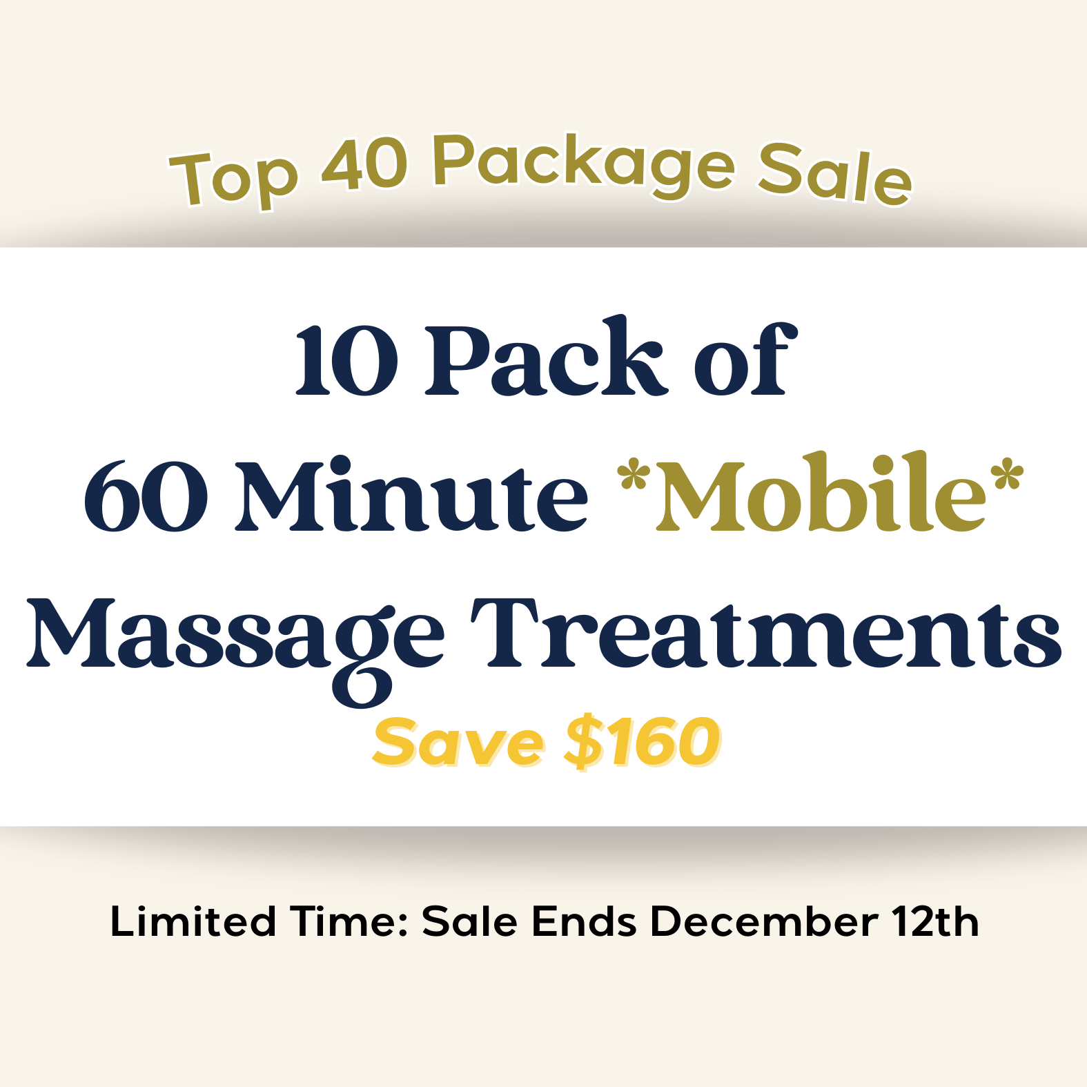 10 Pack of 60 Minute Mobile Massage Therapy Treatments