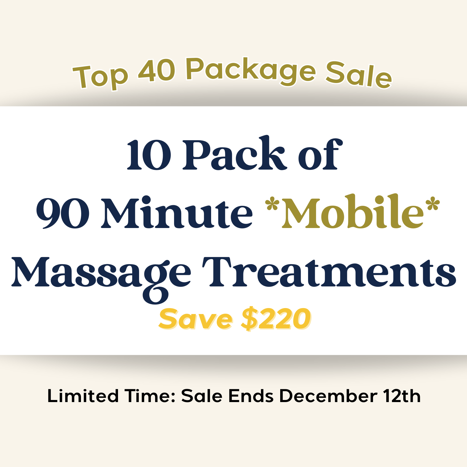 10 Pack of 90 Minute Mobile Massage Therapy Treatments