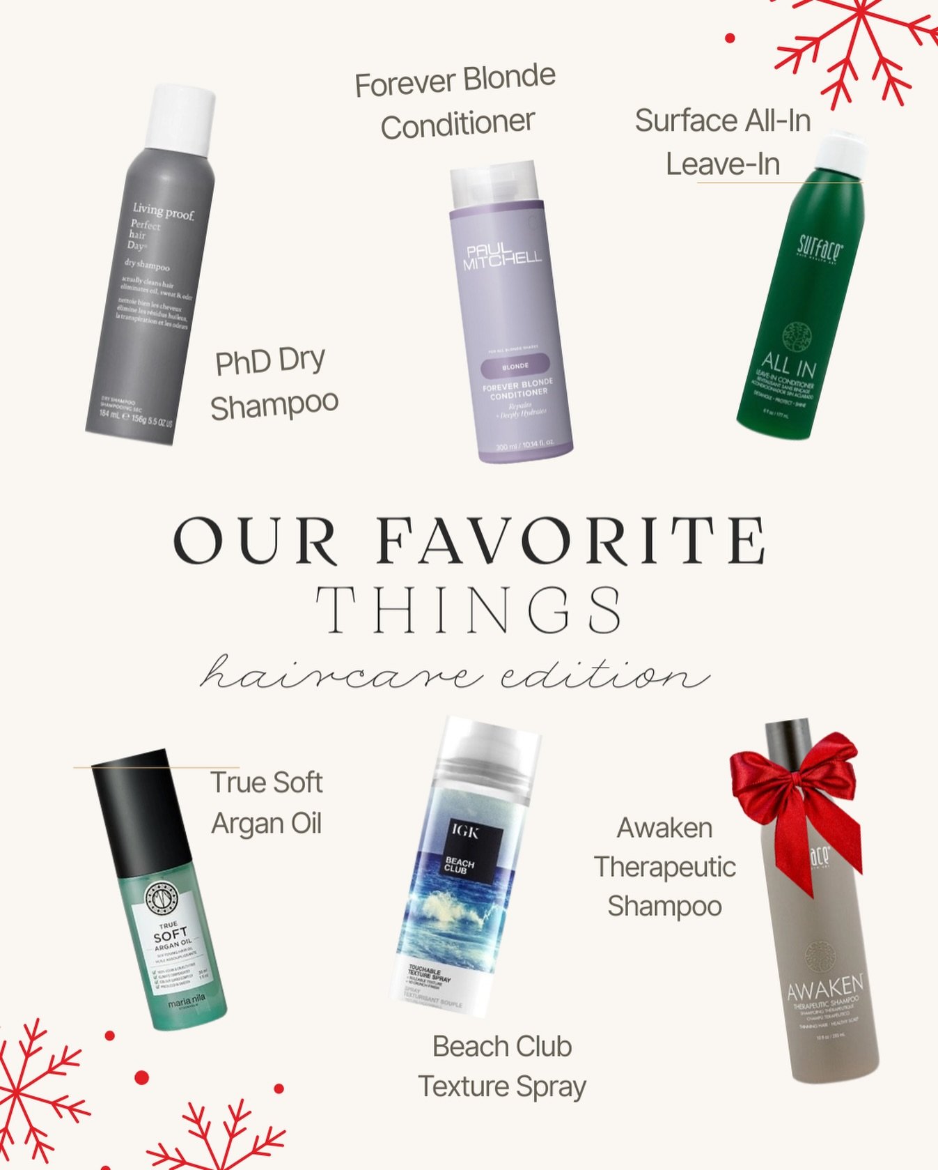 It&rsquo;s giving&hellip; 
✨good hair all season long✨
Our team rounded up the products we truly LOVE, the ones we use behind the chair and at home.

Perfect stocking stuffers🎁, perfect self-care treats, perfect everything. 🎄🤍

Which fave is calli