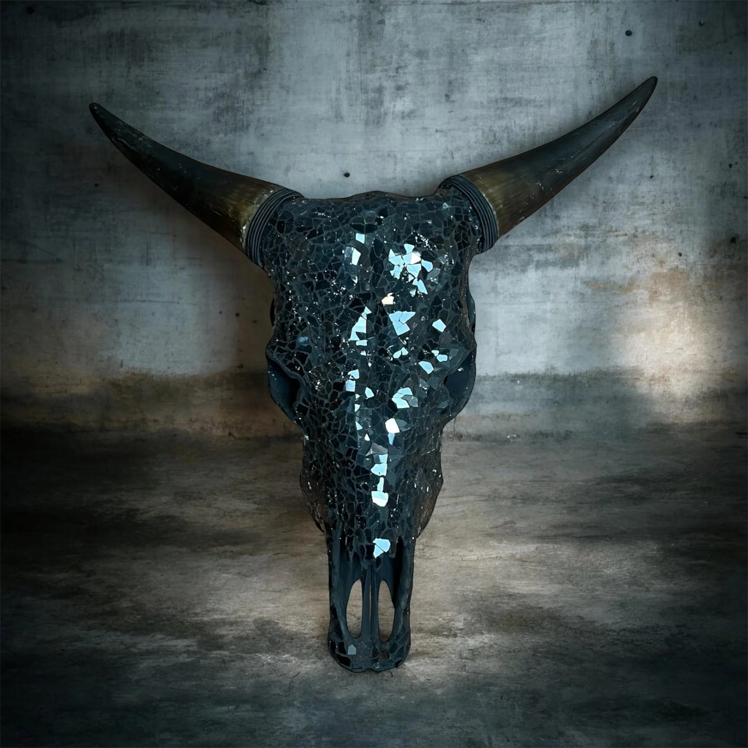 Cow Skull - Black Mosaic Design