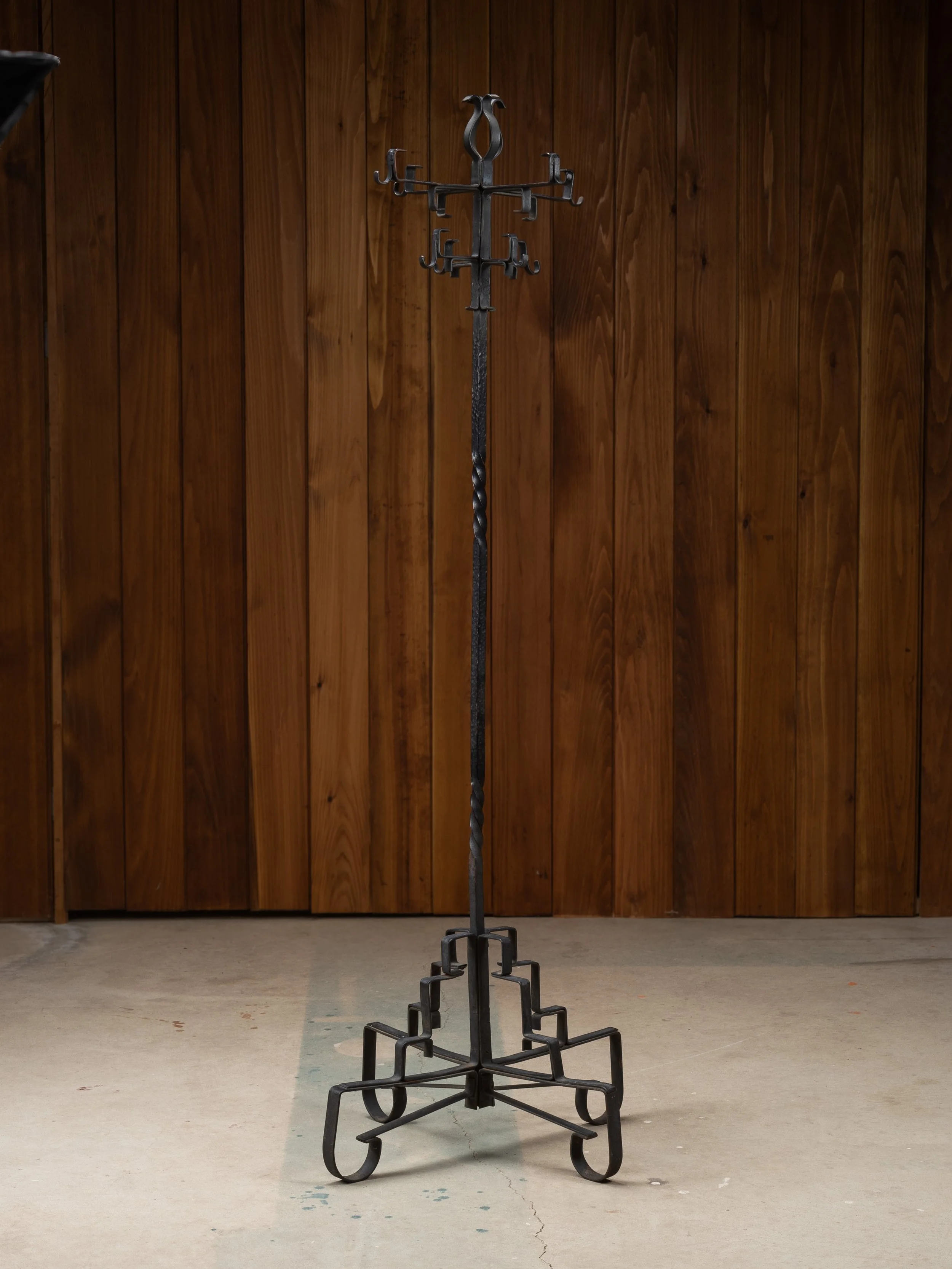 GOTHIC REVIVAL FRENCH FORGED IRON HAT AND COAT RACK