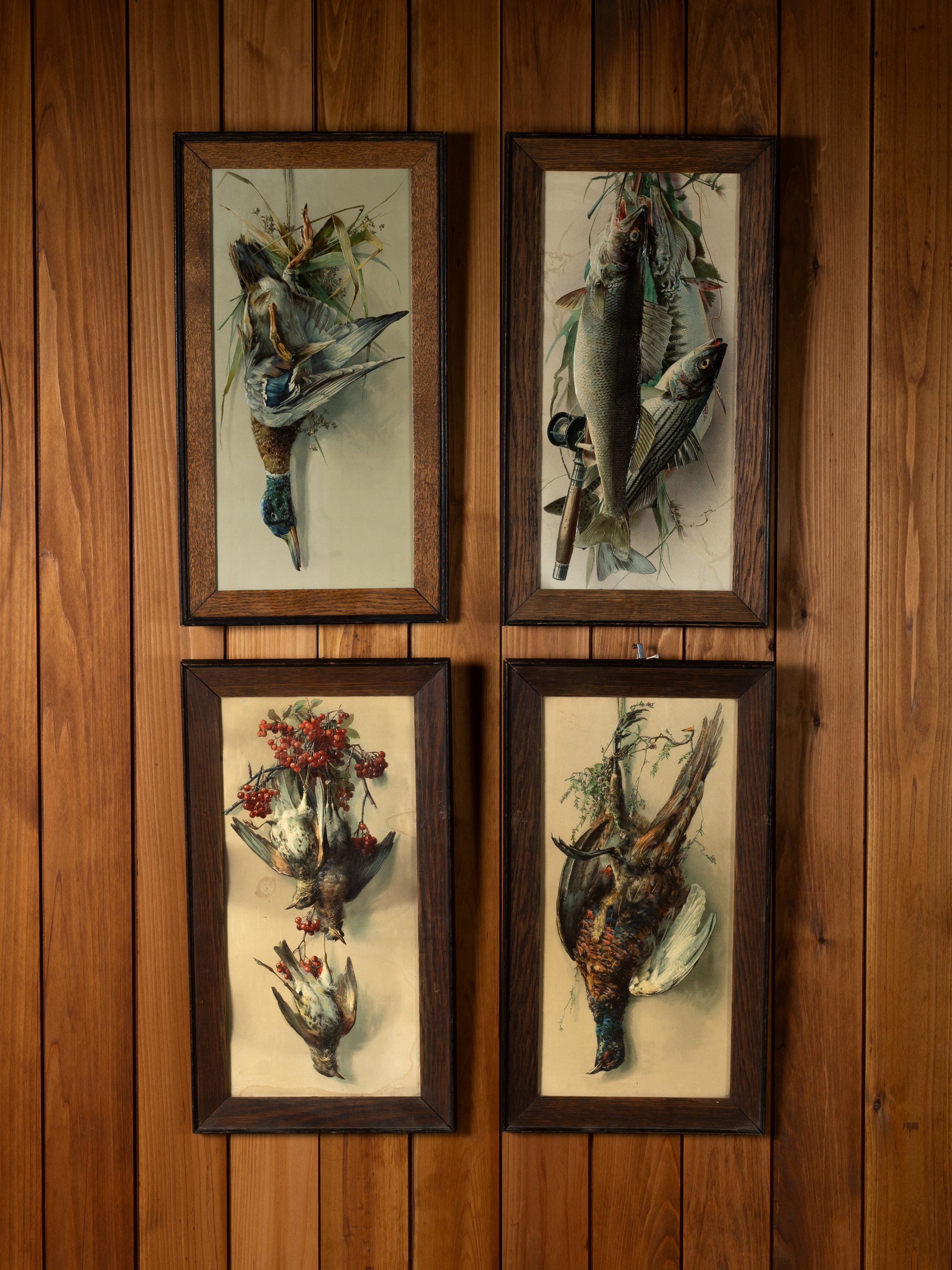 SET OF FOUR EMBOSSED 'HANGING GAME' LITHOGRAPHS