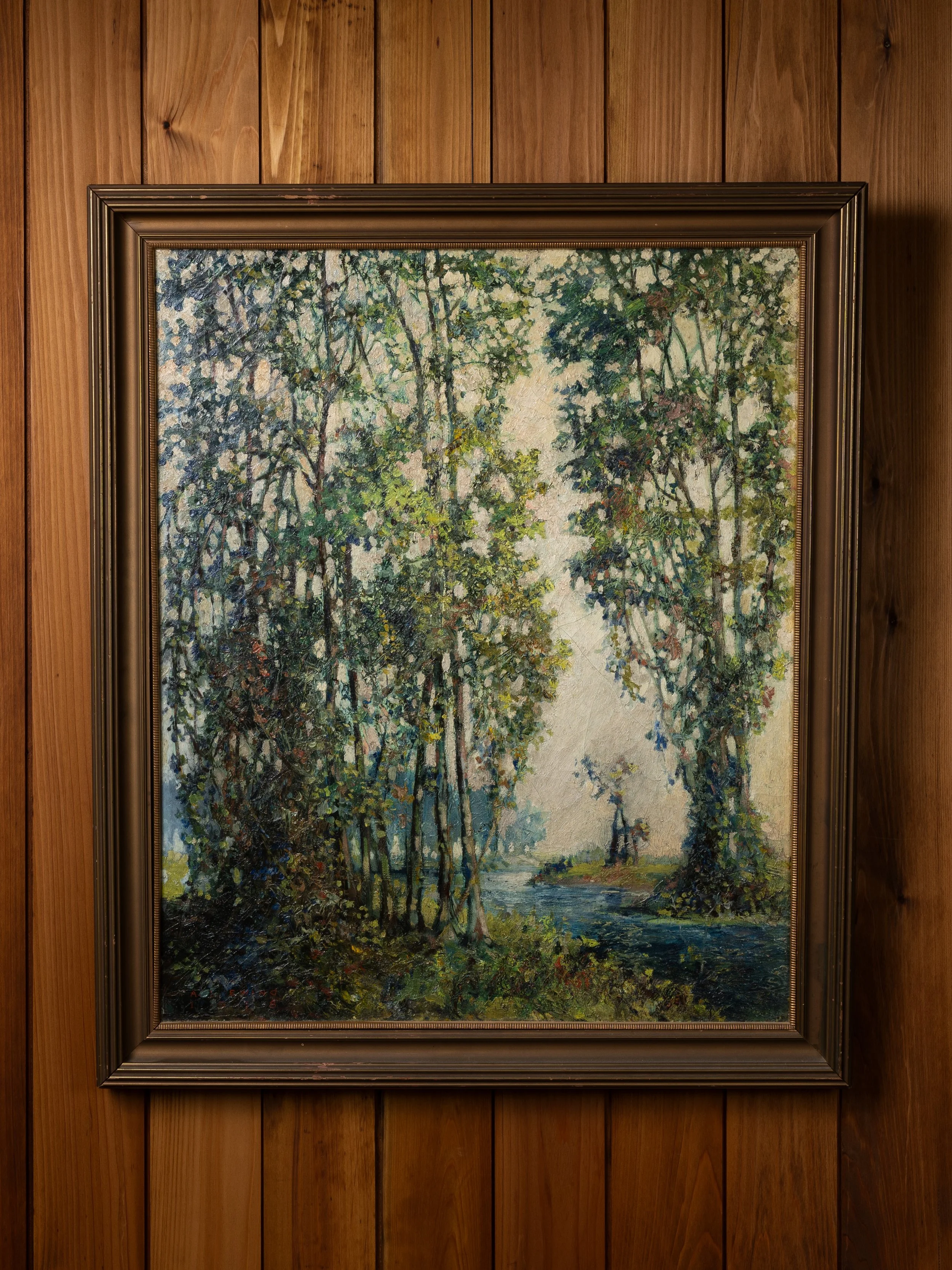 OIL PAINTING OF RIVER LANDSCAPE BY ATHOL EWING